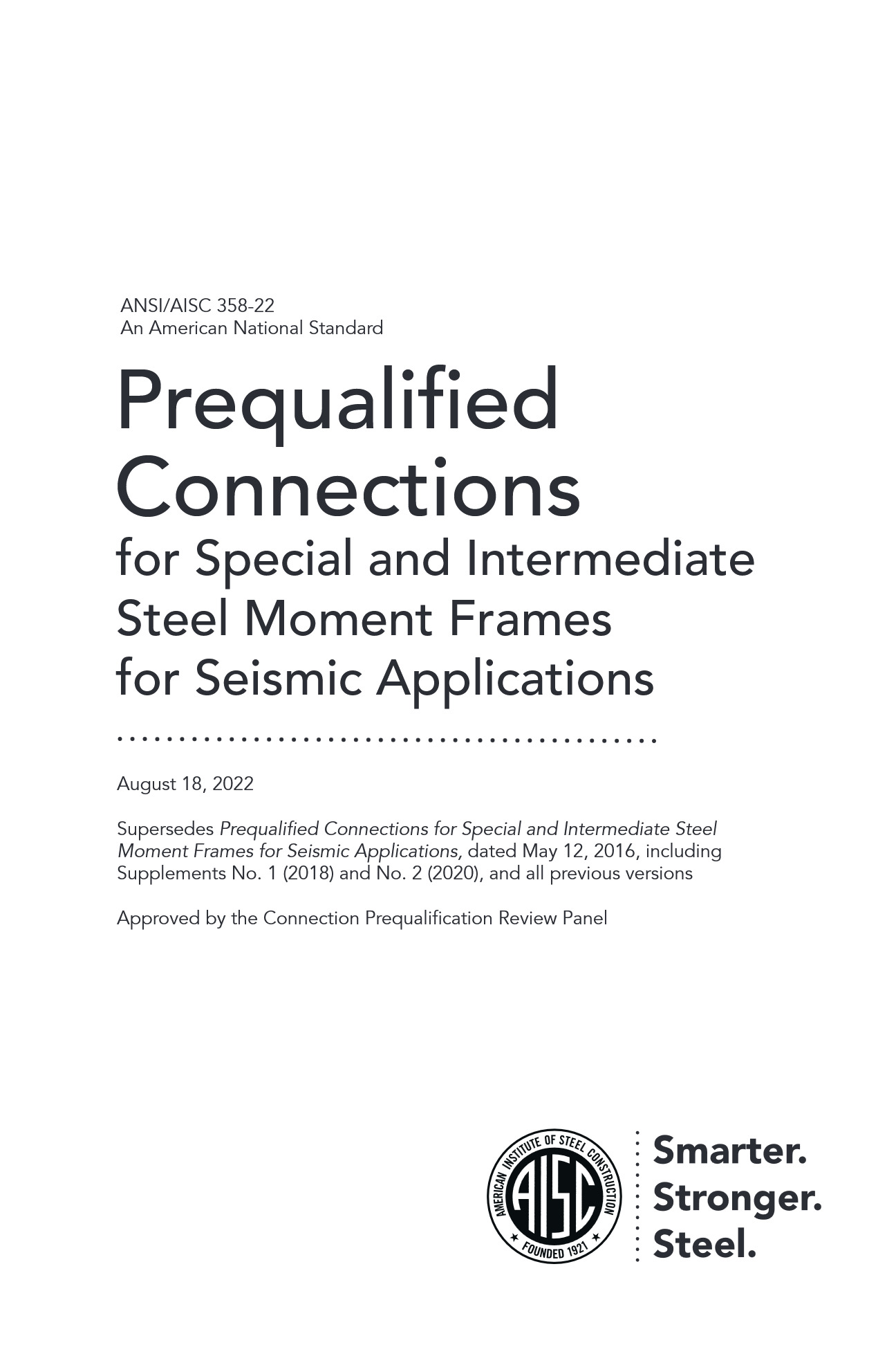 Cover preview — AISC A358-22 Prequalified Connections for Special and Intermediate Steel Moment Frames for Seismic Applications — Page 3