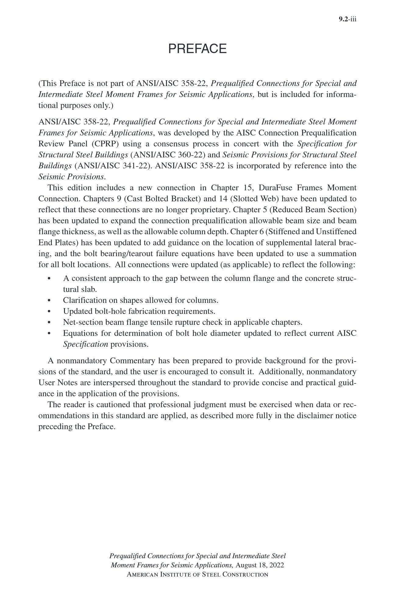 Cover preview — AISC A358-22 Prequalified Connections for Special and Intermediate Steel Moment Frames for Seismic Applications — Page 5