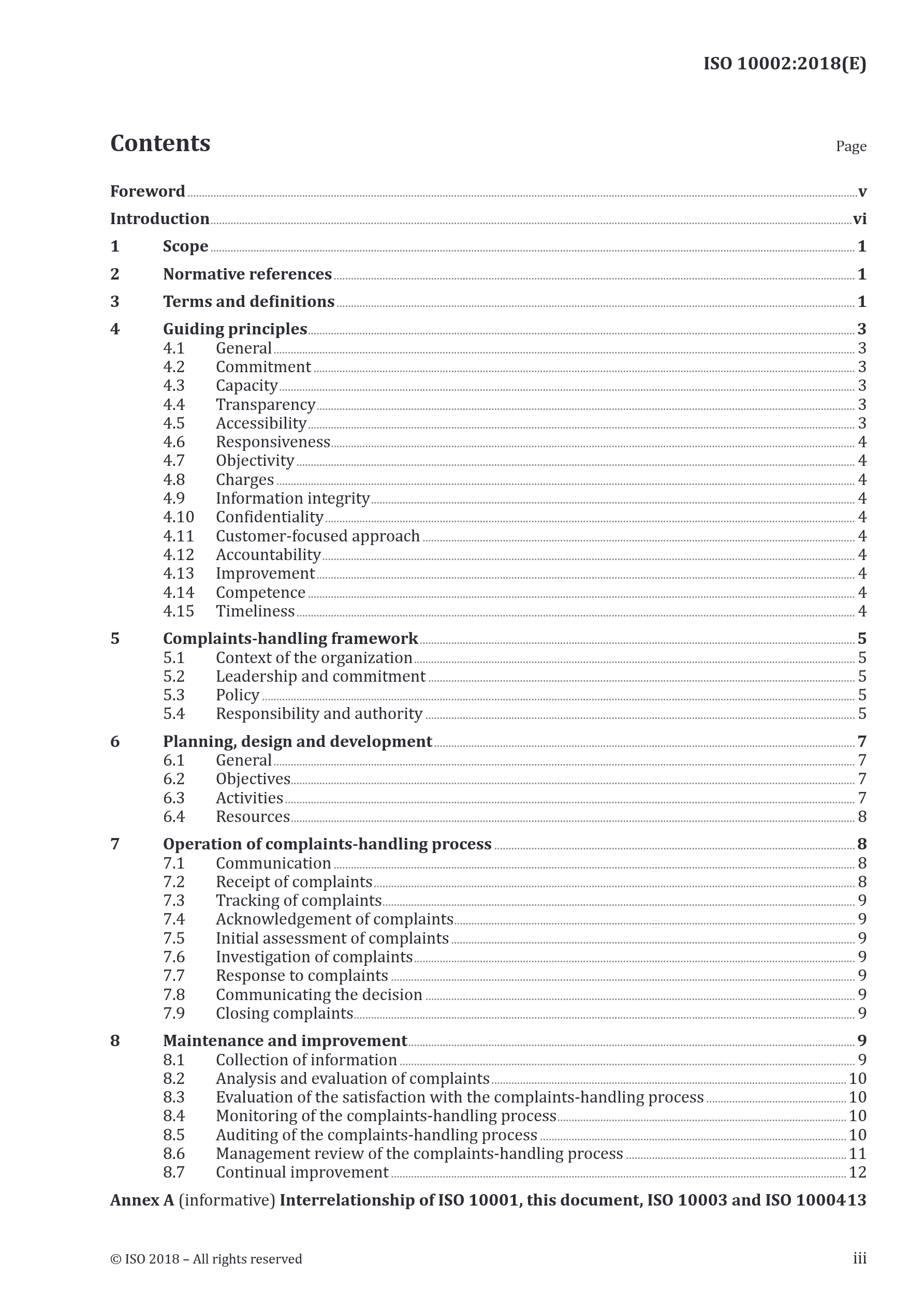 Cover preview — ISO 10002:2018 Quality Management — Customer Satisfaction — Guidelines for Complaints Handling in Organizations — Page 3