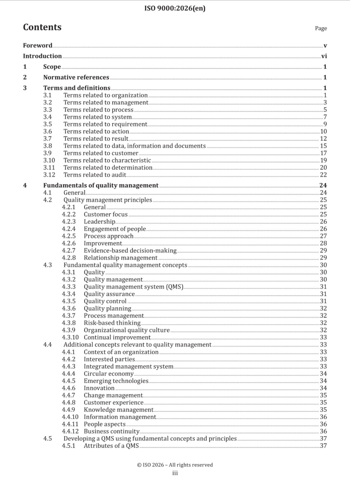 Cover preview — ISO 9000 - 2026 Quality Management — Fundamentals and Vocabulary Standard — Page 3