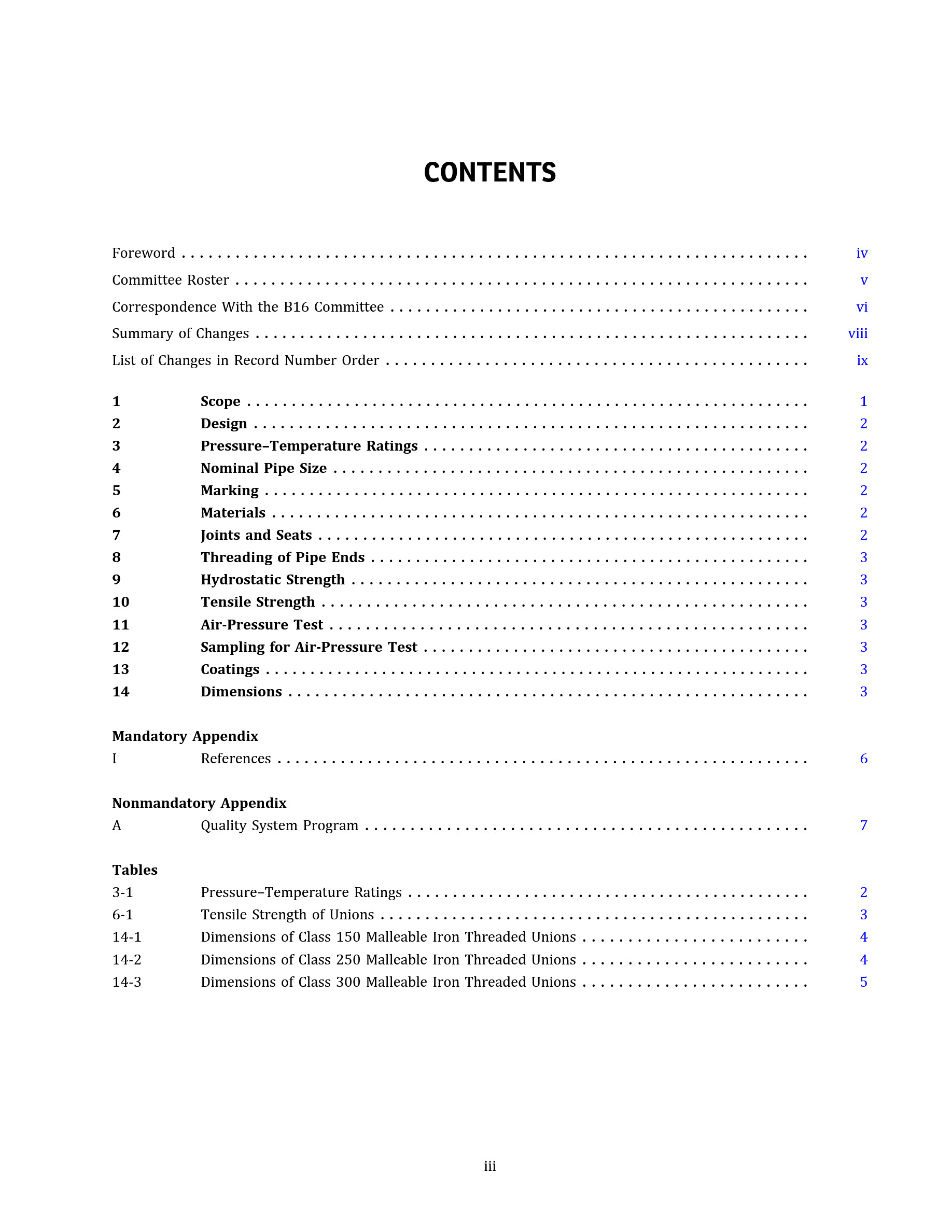 Cover preview — ASME B16.39-2025 Malleable Iron Threaded Pipe Unions: Classes 150, 250, and 300 — Page 4