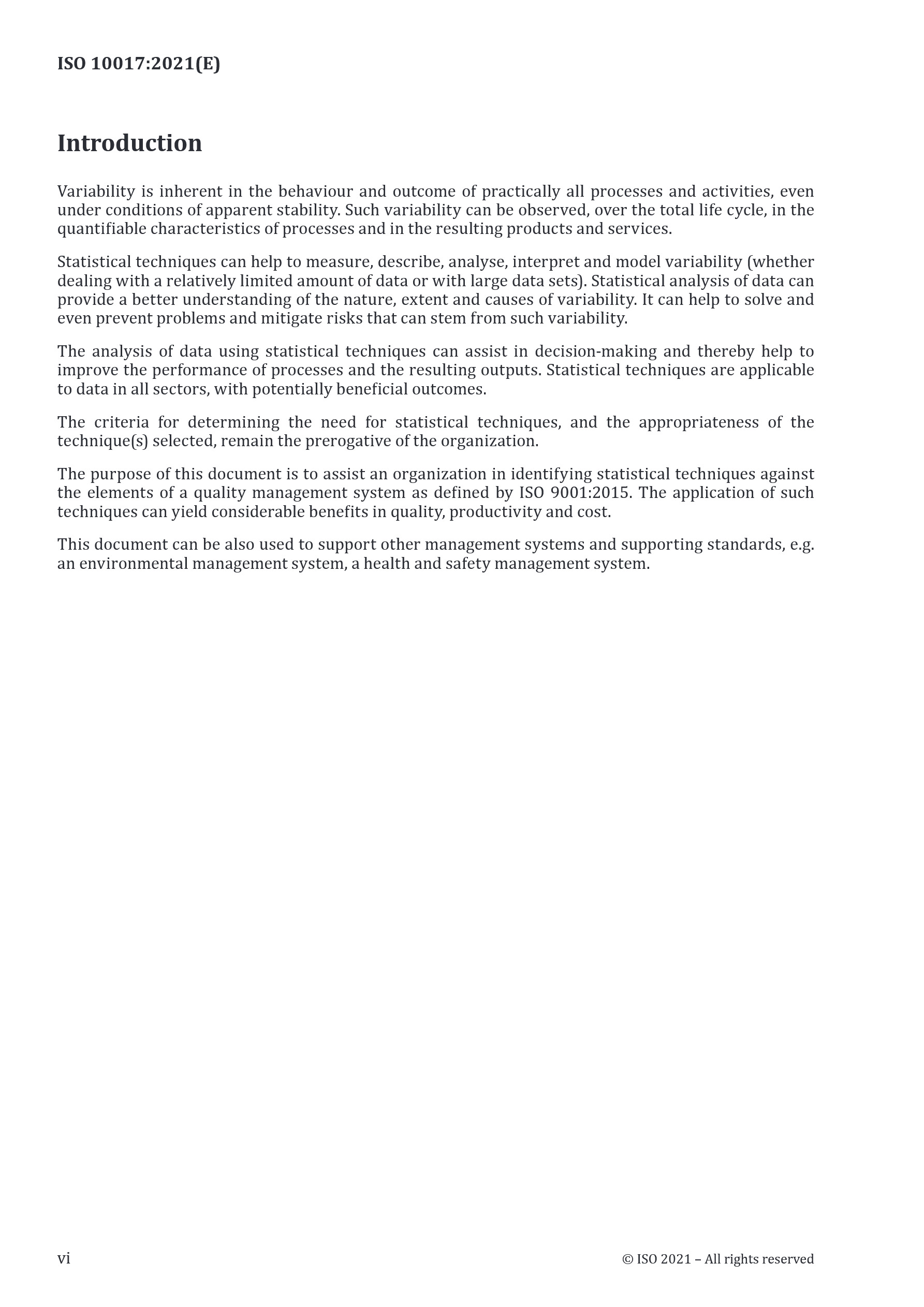 Cover preview — ISO 10017:2021 Quality Management — Guidance on Statistical Techniques for ISO 9001:2015 — Page 6