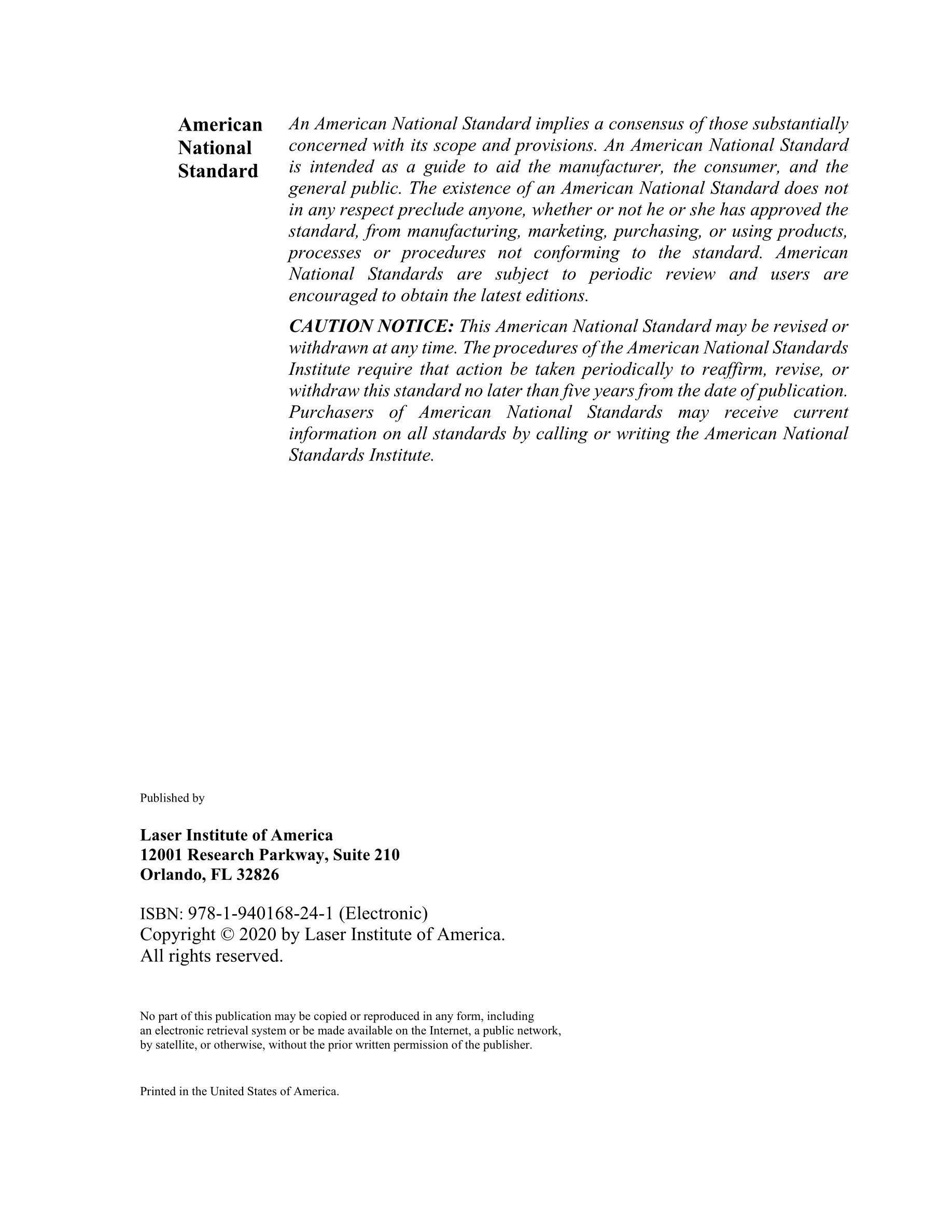 Cover preview — LIA Z136.8-2021 Safe Use of Lasers in Research, Development, or Testing — Page 3