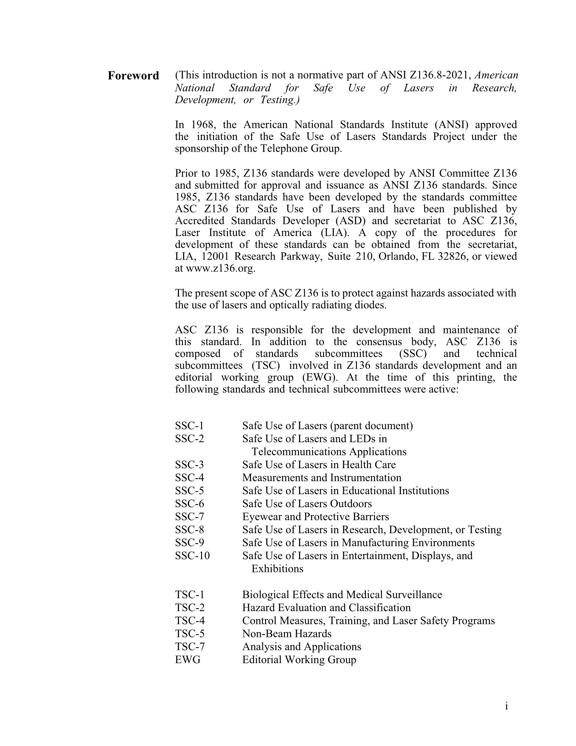 Cover preview — LIA Z136.8-2021 Safe Use of Lasers in Research, Development, or Testing — Page 4