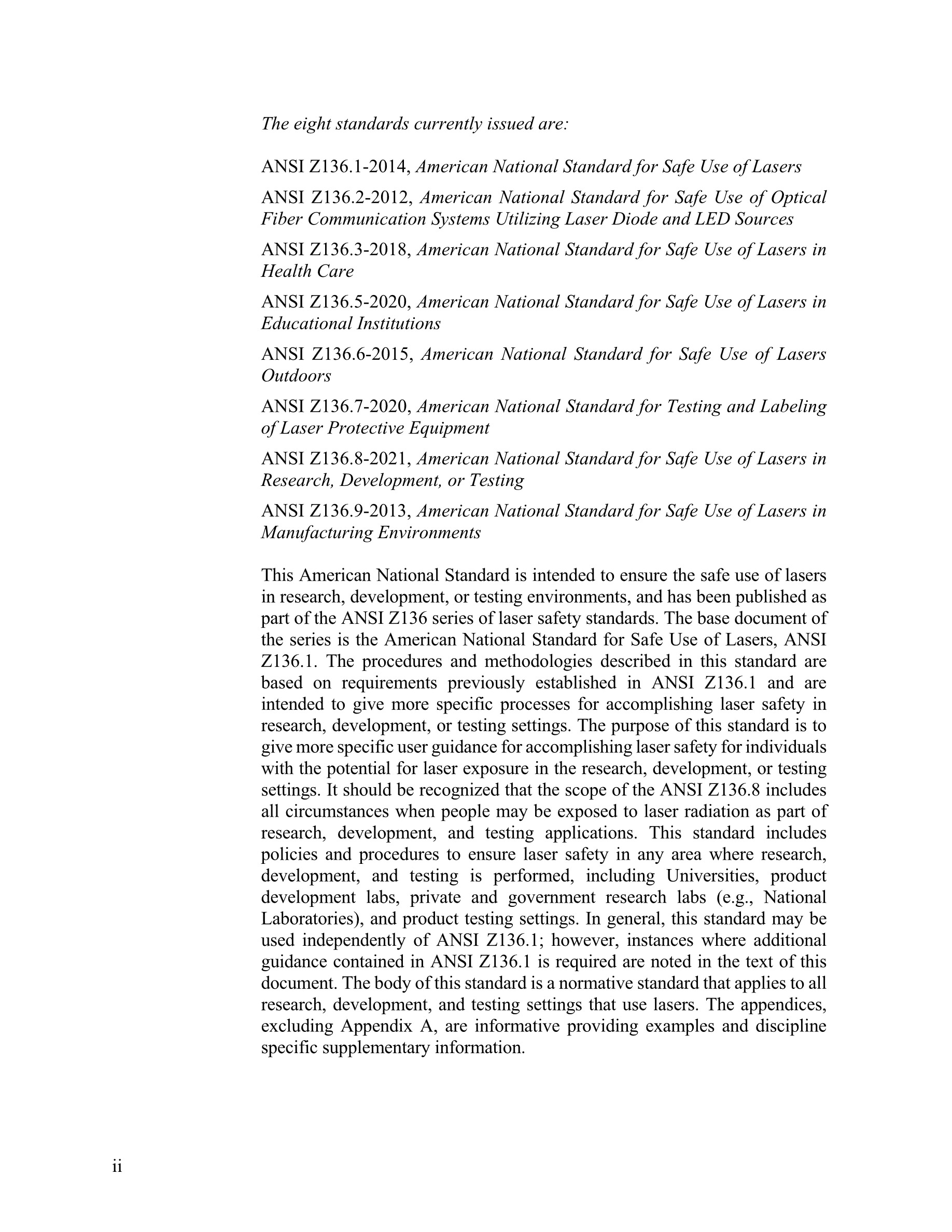 Cover preview — LIA Z136.8-2021 Safe Use of Lasers in Research, Development, or Testing — Page 5