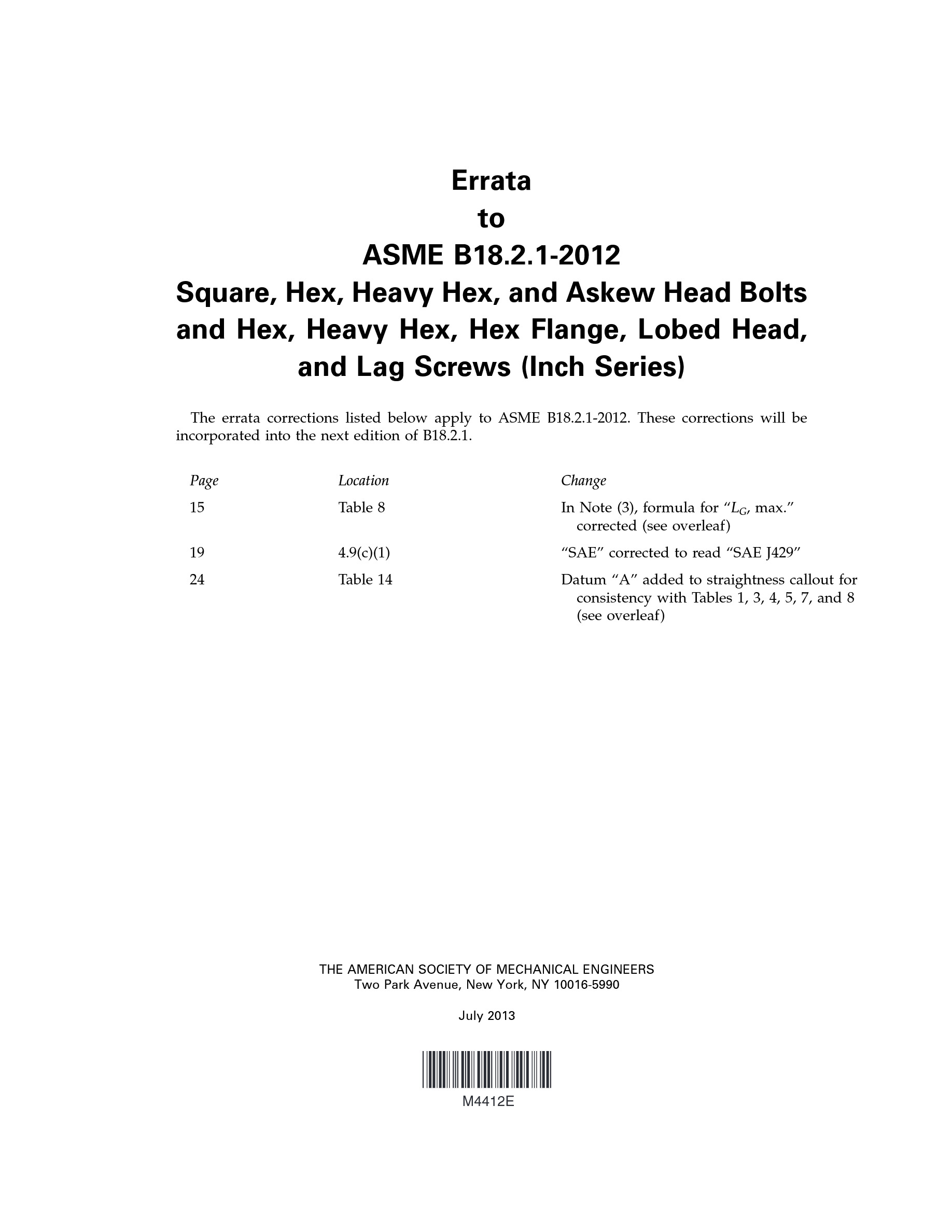 Cover preview — ASME B18.2.1-2012 (R2021) Square, Hex, Heavy Hex, and Askew Head Bolts and Hex, Heavy Hex, Hex Flange, Lobed Head, and Lag Screws (Inch Series) — Page 3