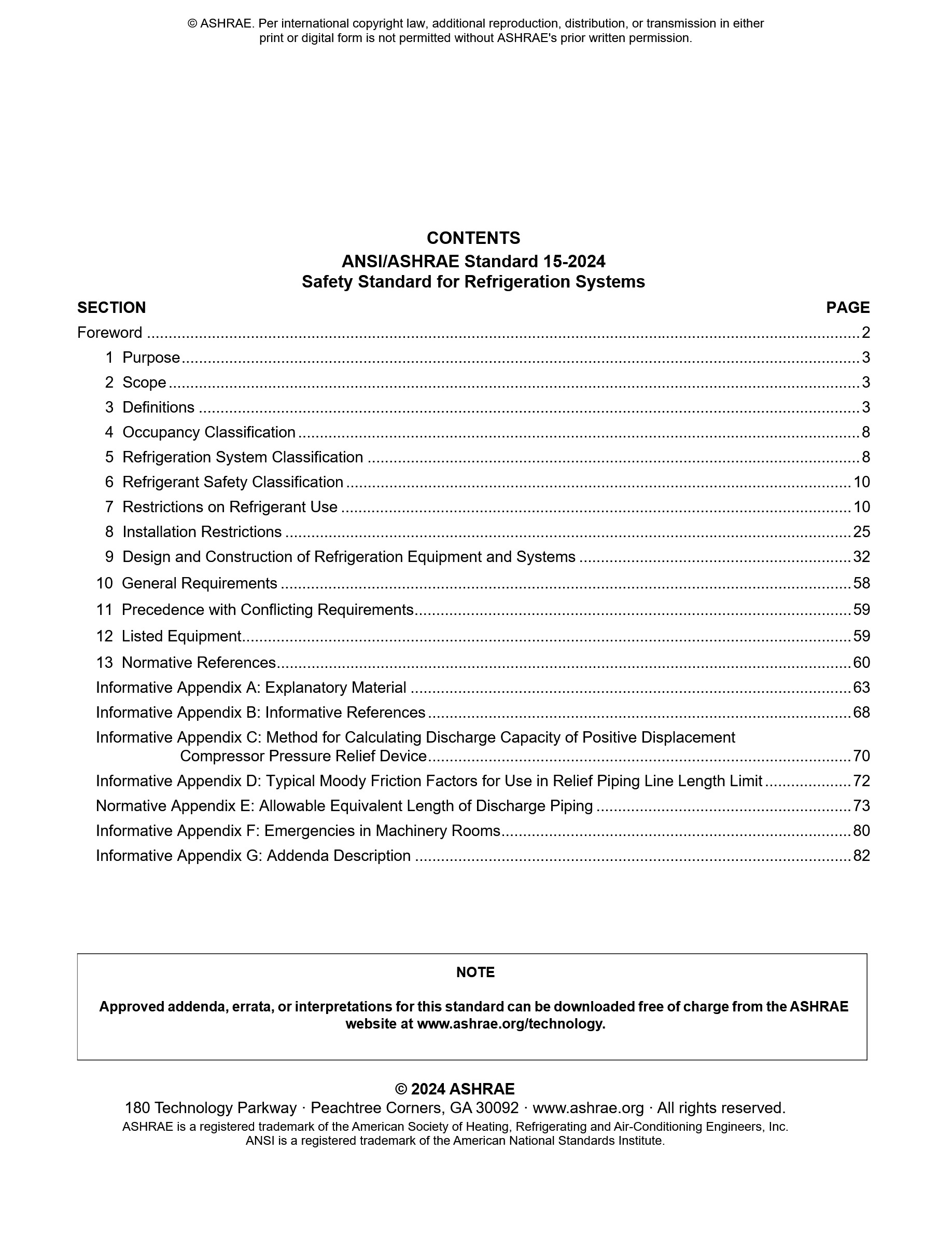 Cover preview — ASHRAE 15-2024 (packaged w/Standard 34-2024) - Safety Standard for Refrigeration Systems and Designation and Safety Classification of Refrigerants (ANSI Approved) — Page 3