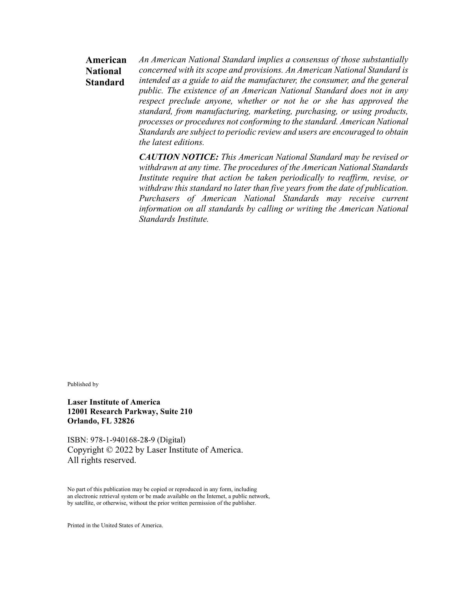 Cover preview — LIA Z136.1-2022 Safe Use of Lasers — Page 4