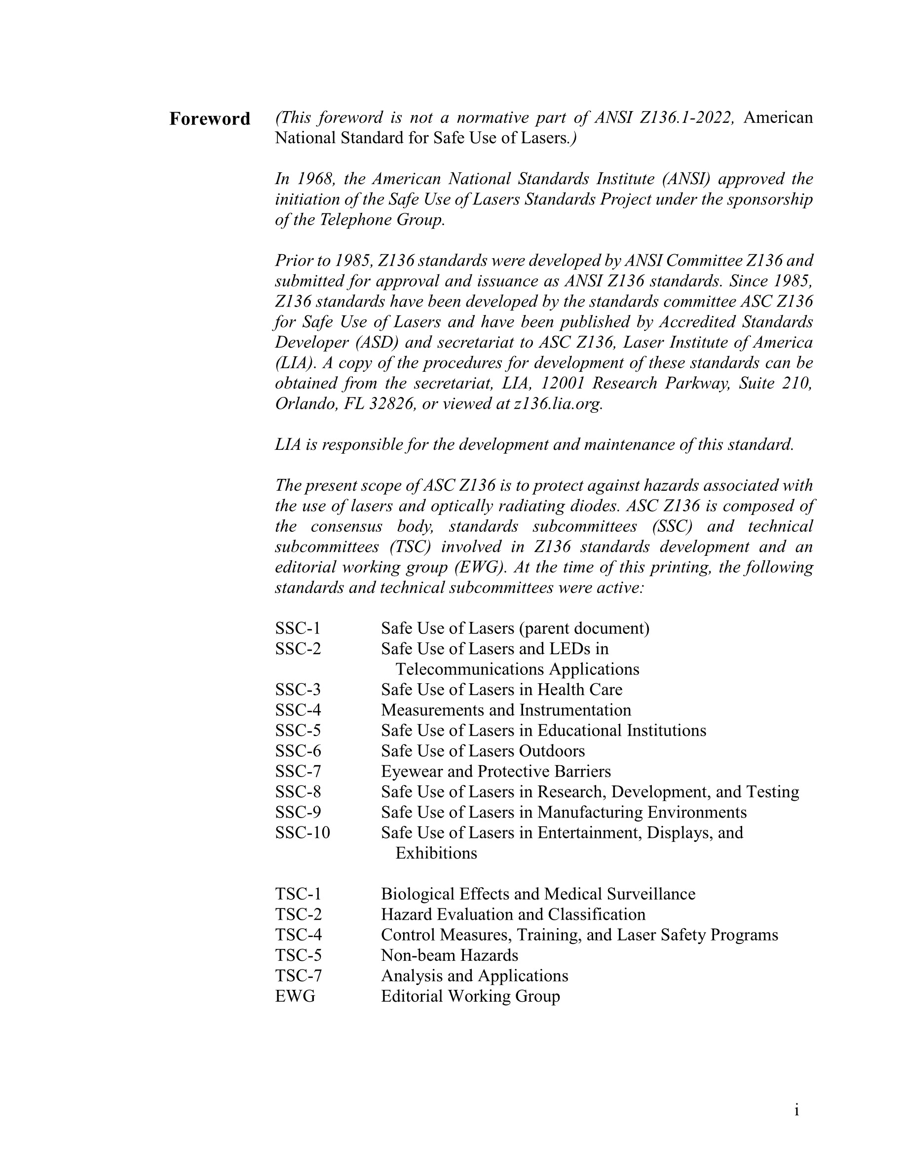 Cover preview — LIA Z136.1-2022 Safe Use of Lasers — Page 5