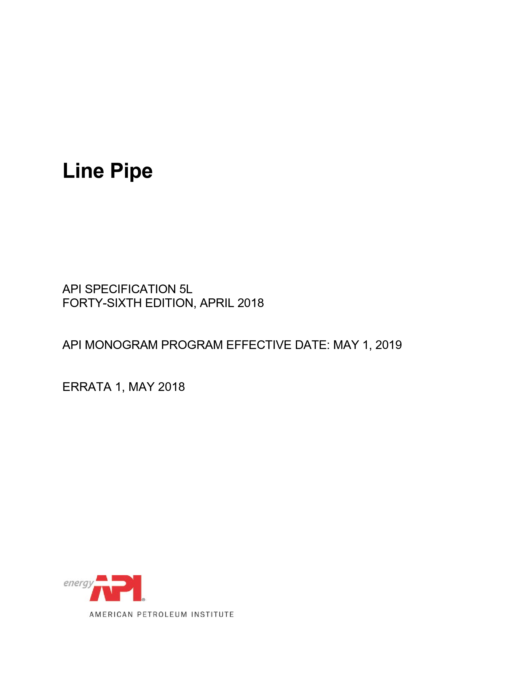Cover preview — API 5L Specification for Line Pipe — Page 2