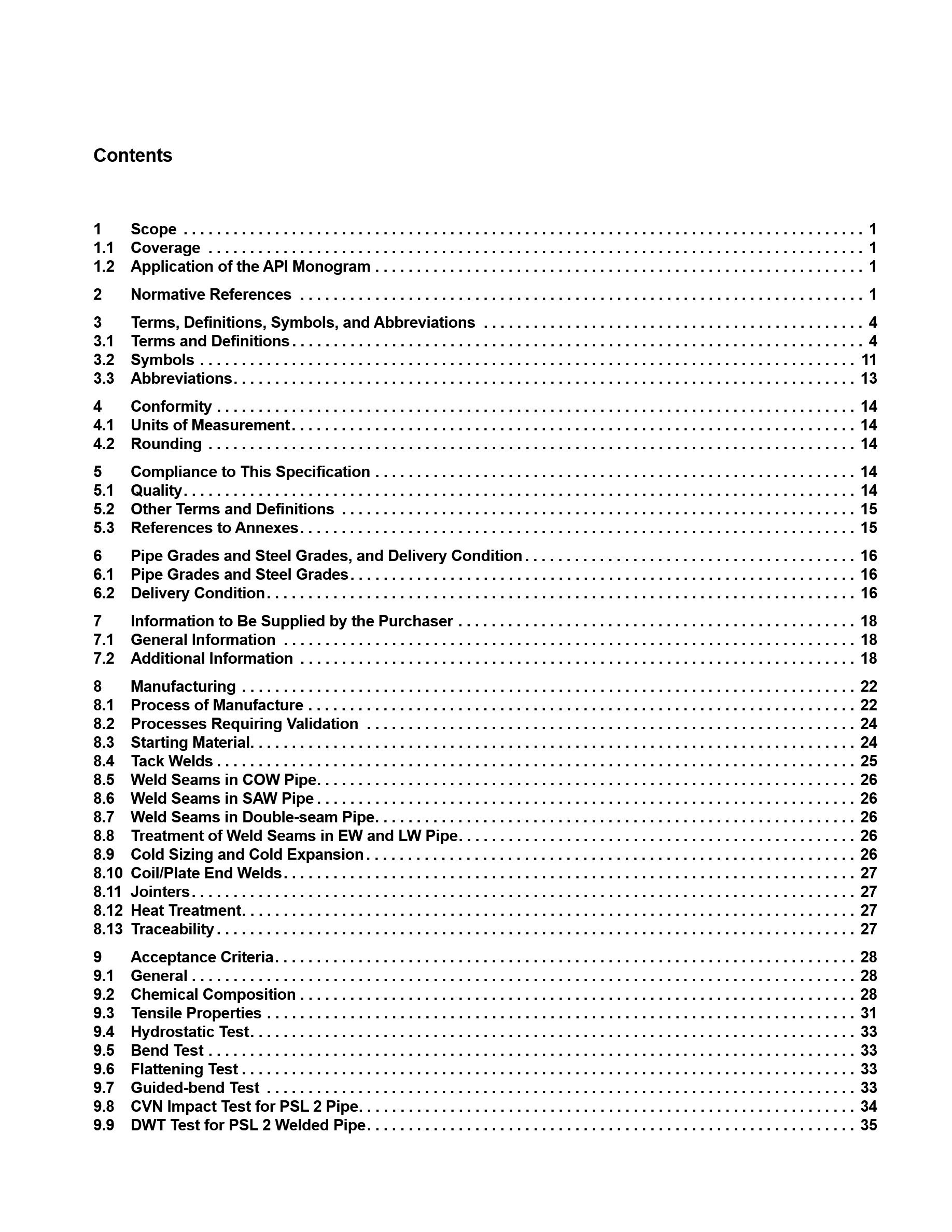 Cover preview — API 5L Specification for Line Pipe — Page 5