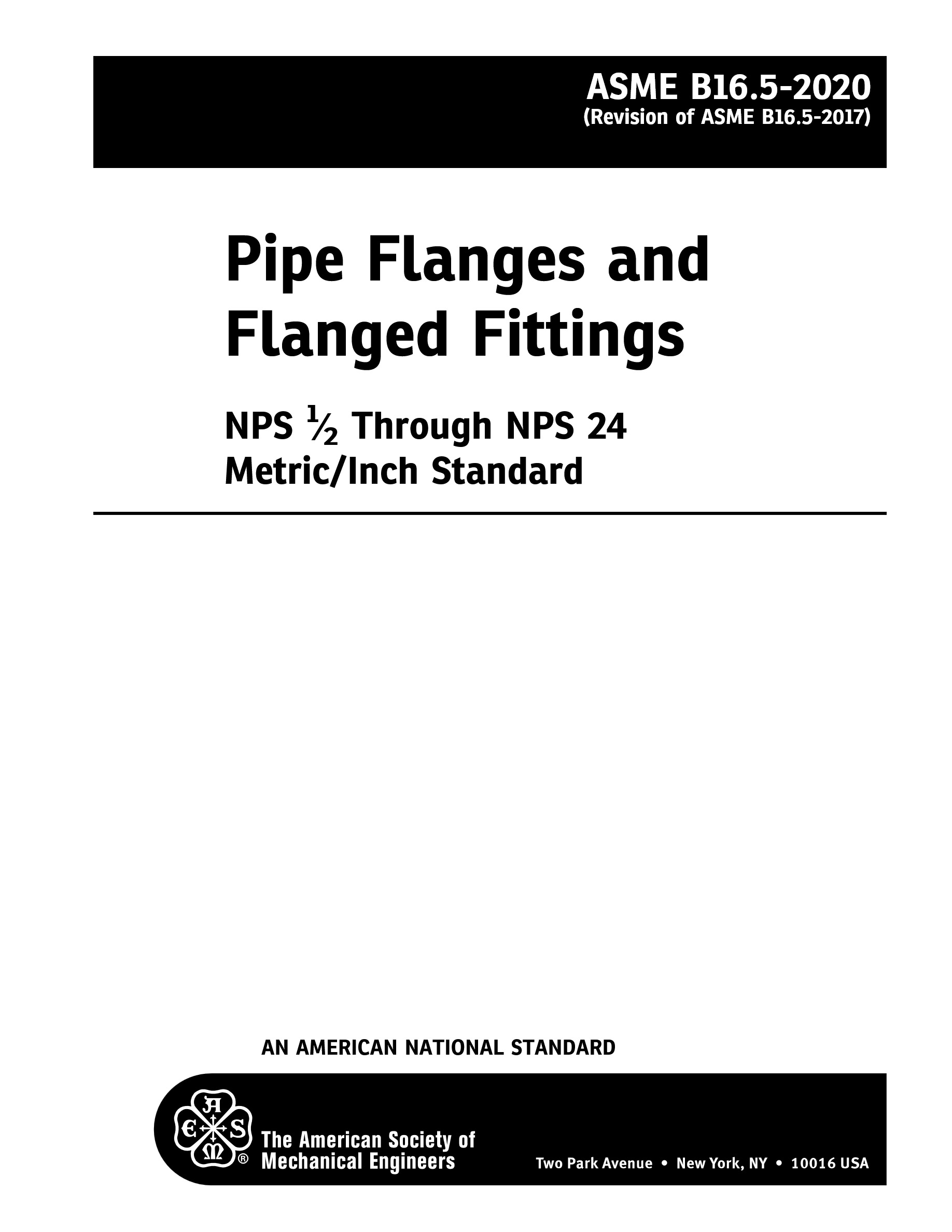 Cover preview — ASME B16.5-2020 Pipe Flanges and Flanged Fittings: NPS 1/2 Through NPS 24 — Page 2