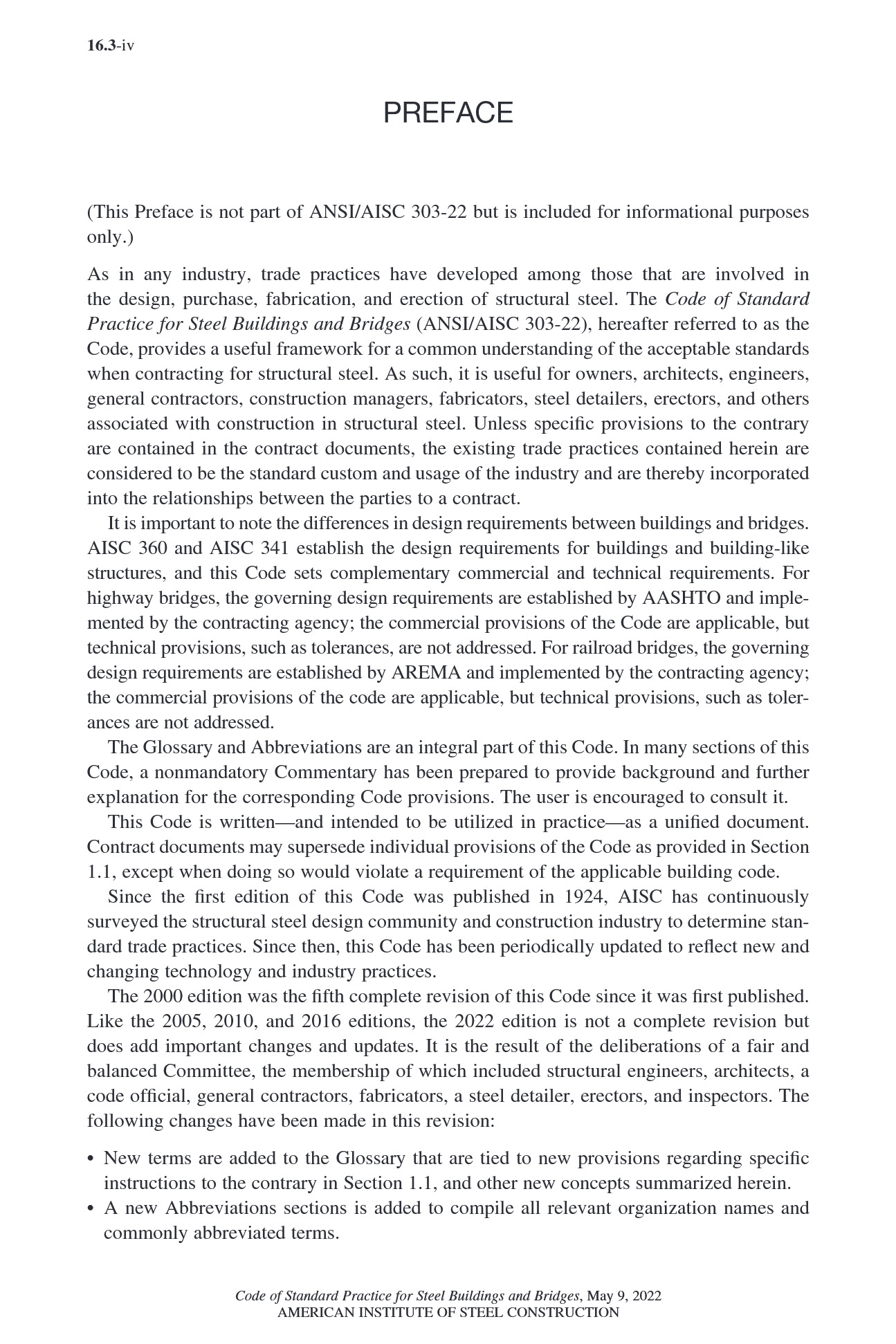 Cover preview — AISC 303-22 Code of Standard Practice for Steel Buildings and Bridges — Page 5