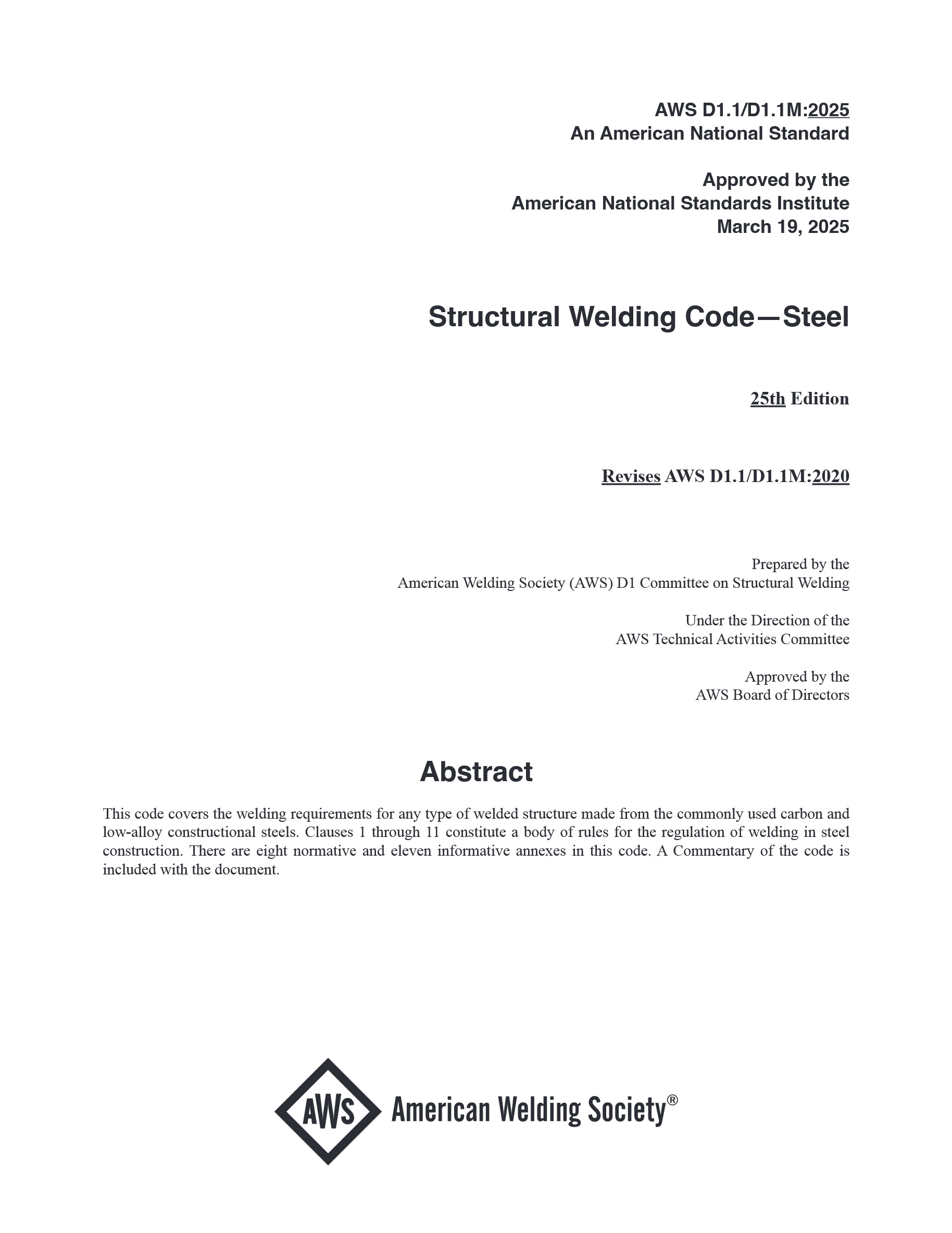 Cover preview — AWS D1.1/D1.1M - Structural Welding Code—Steel - 25th Edition — Page 2