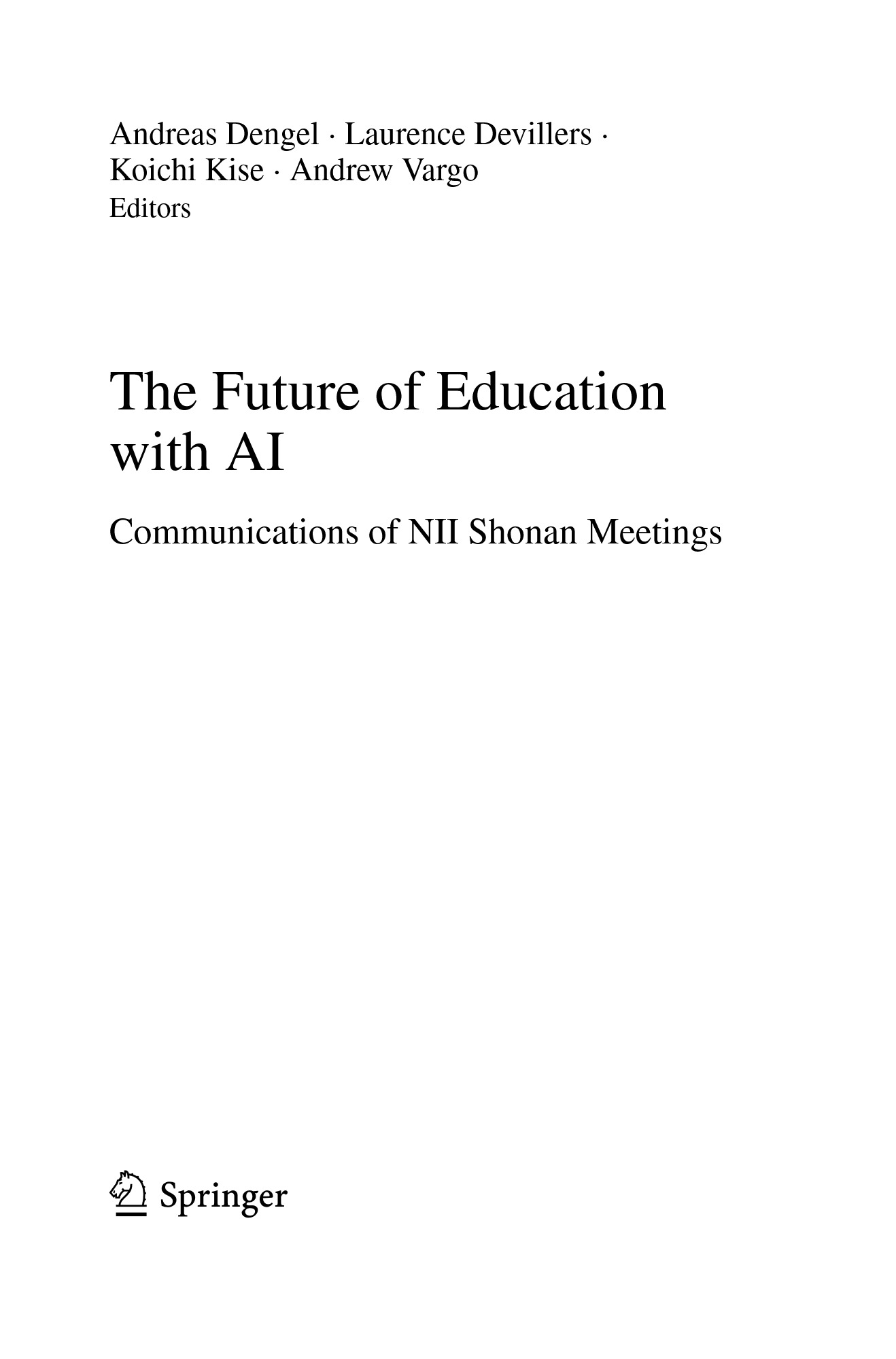 Cover preview — The Future of Education with AI: Communications of NII Shonan Meetings — Page 3