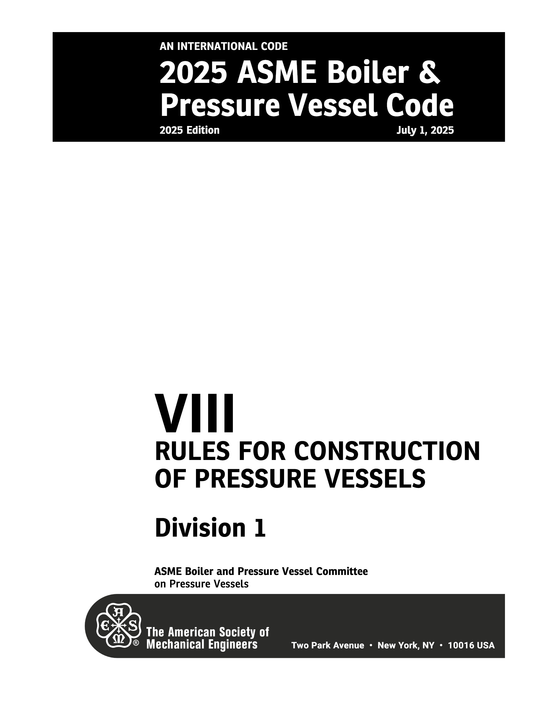 Cover preview — ASME BPVC.VIII.1-2025 Section VIII Division 1 - Rules for Construction of Pressure Vessels — Page 3