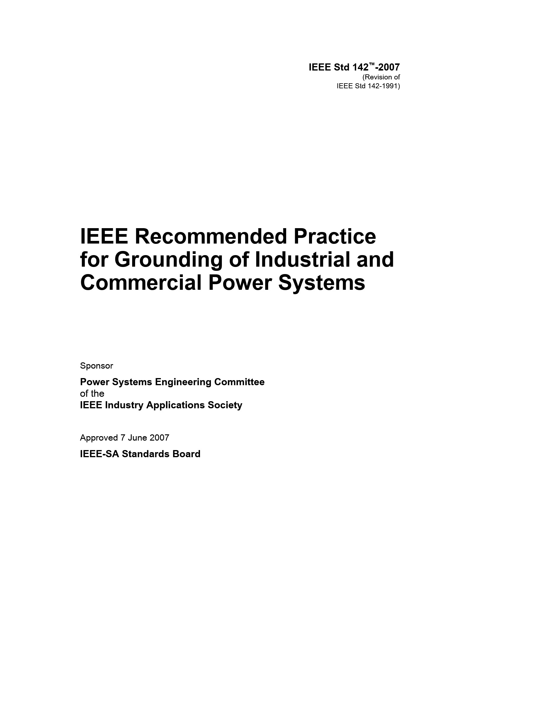 Cover preview — IEEE 142-2007 IEEE Recommended Practice for Grounding of Industrial and Commercial Power Systems - Green Book — Page 3