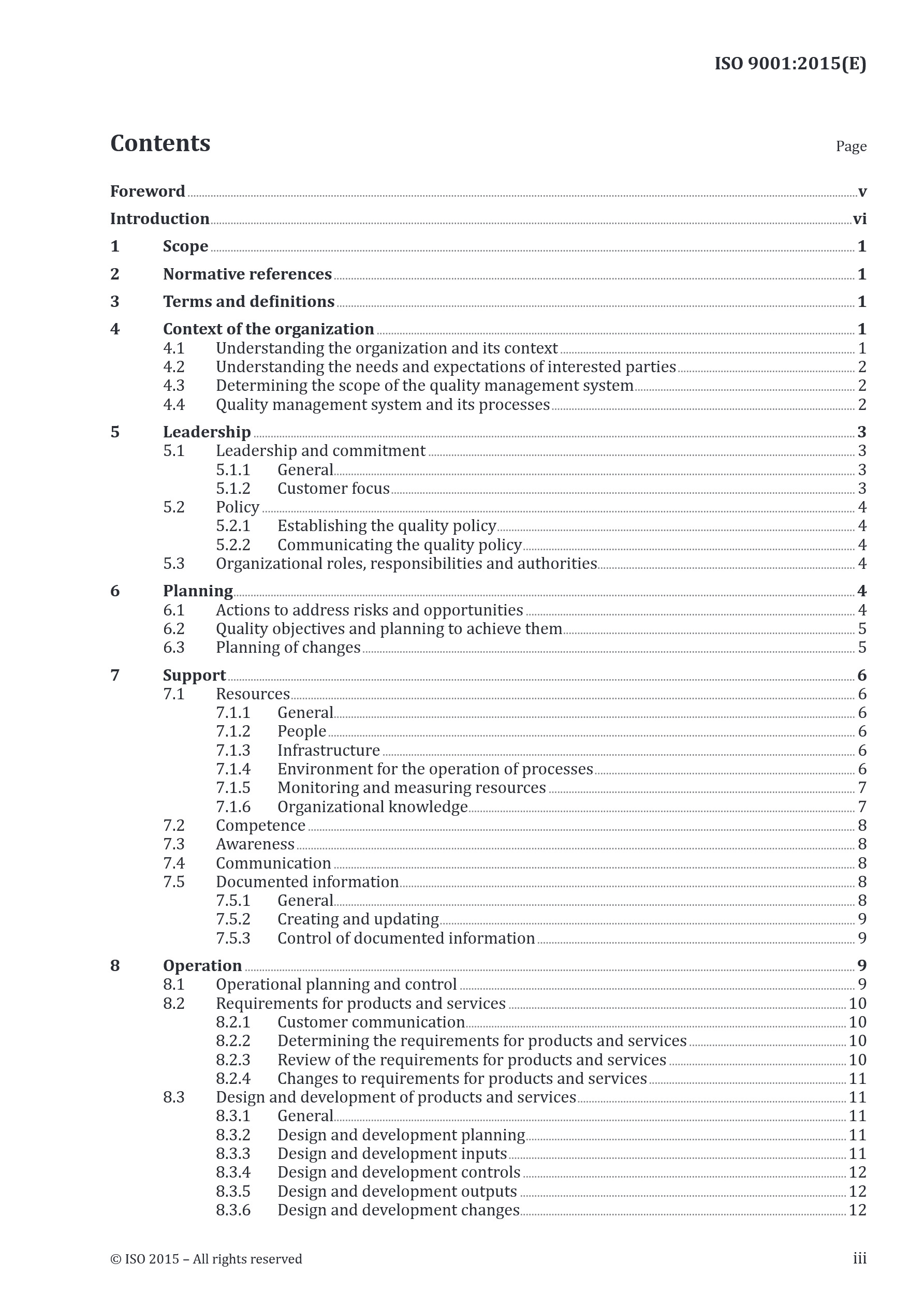 Cover preview — ISO 9001:2015 Quality management systems — Requirements — Page 3