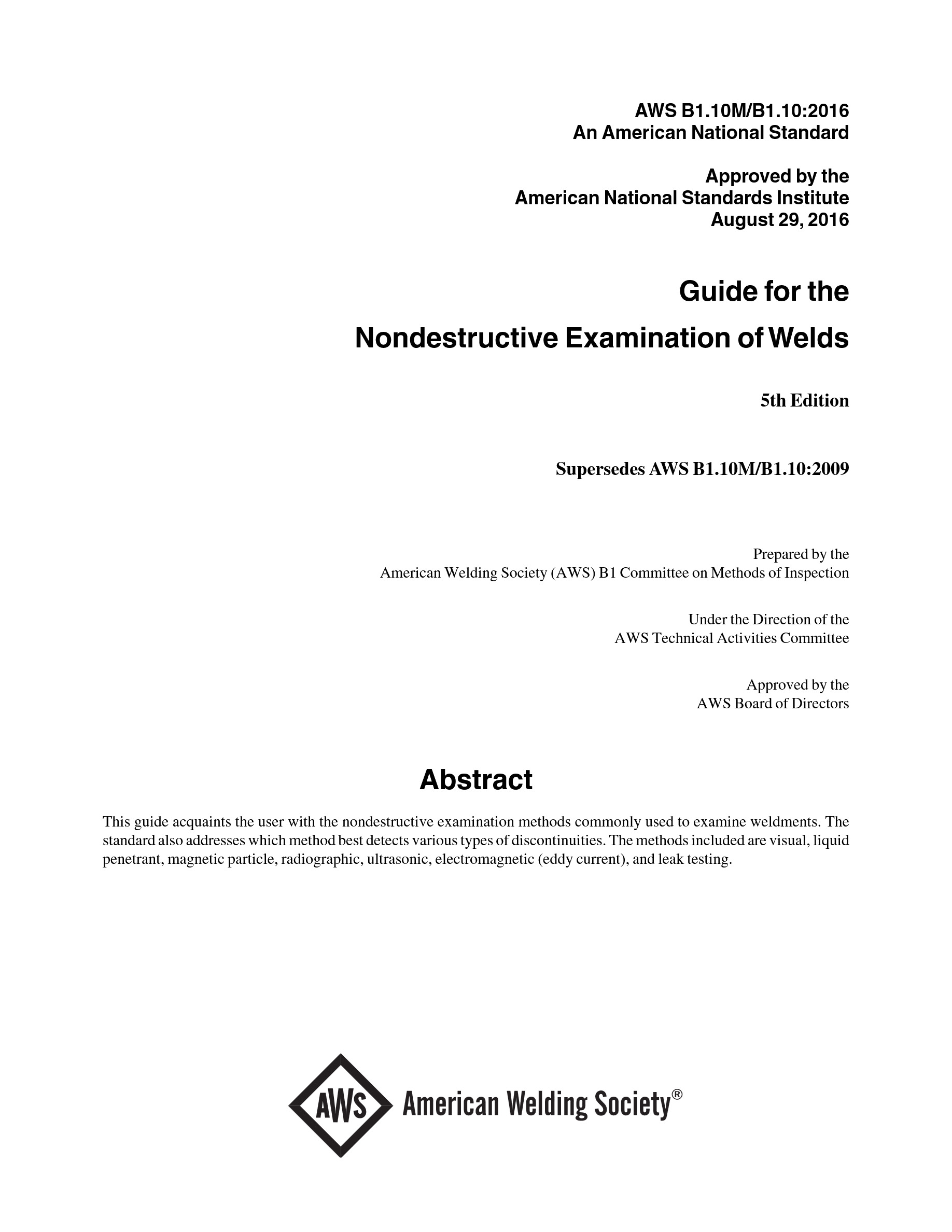 Cover preview — AWS B1.10M/B1.10 Guide for the Nondestructive Examination of Welds — Page 2