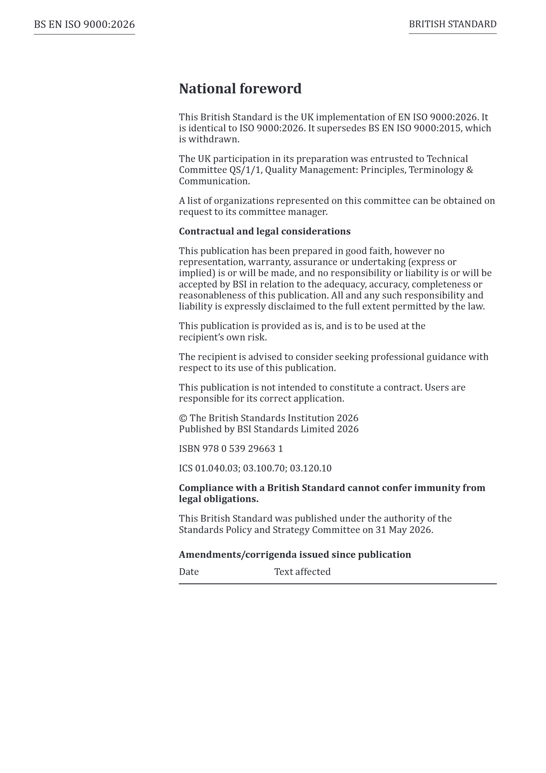 Cover preview — BS EN ISO 9000:2026 Quality Management — Fundamentals and Vocabulary — Page 2