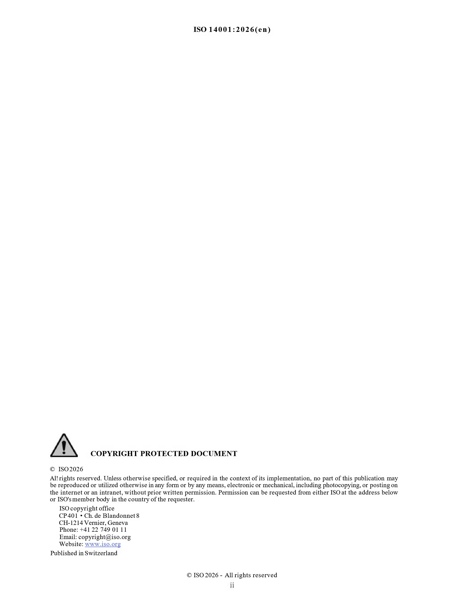 Cover preview — ISO 14001 - 2026 Environmental management systems - Requirements with guidance for use — Page 2