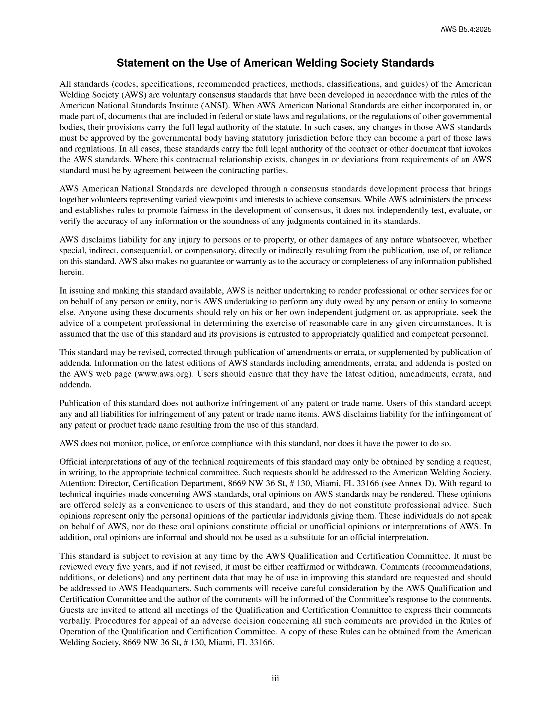 Cover preview — AWS B5.4:2025 Specification for the Qualification of Welder Test Facilities, 2nd Edition — Page 4