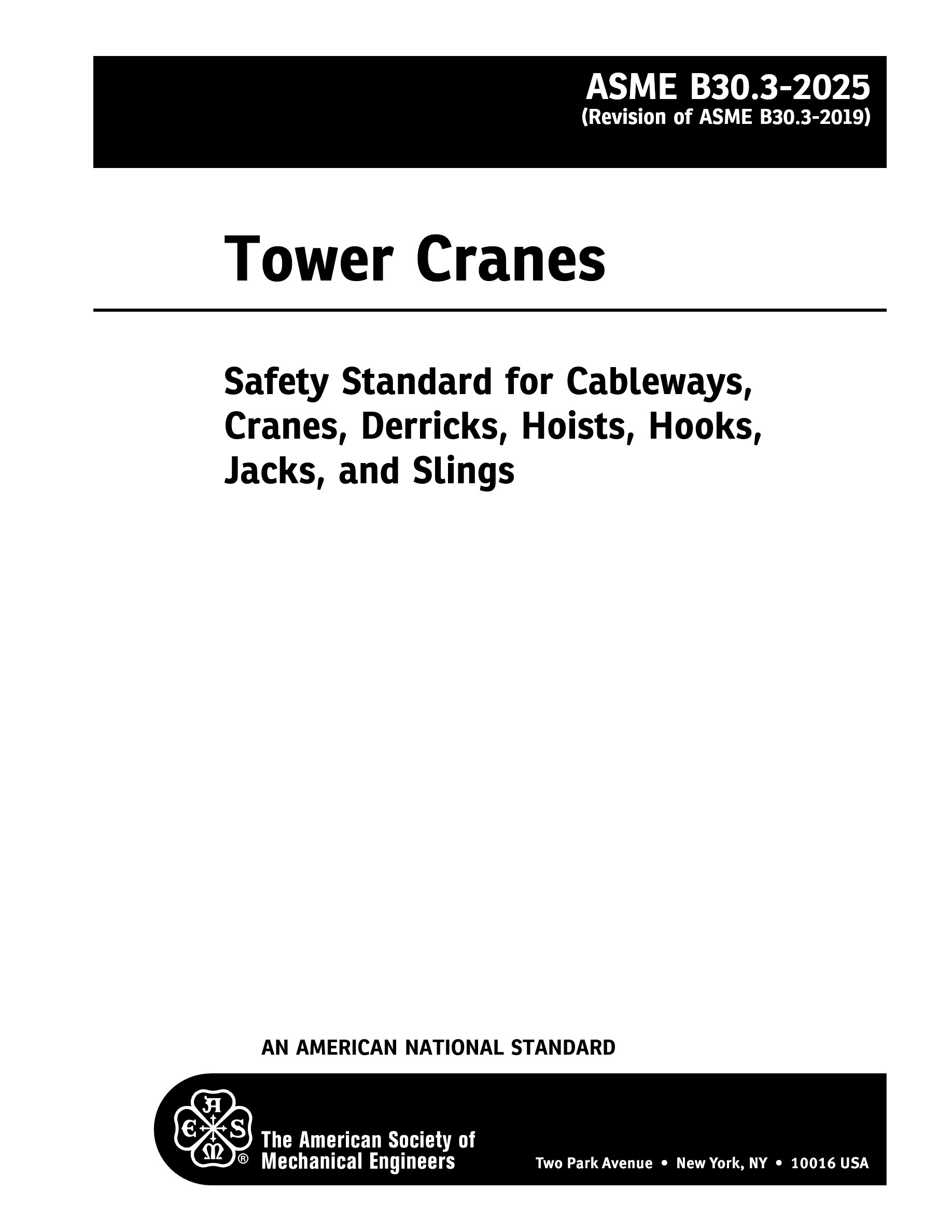 Cover preview — ASME B30.3-2025 Tower Cranes: Safety Standard for Cableways, Cranes, Derricks, Hoists, Hooks, Jacks, and Slings — Page 2