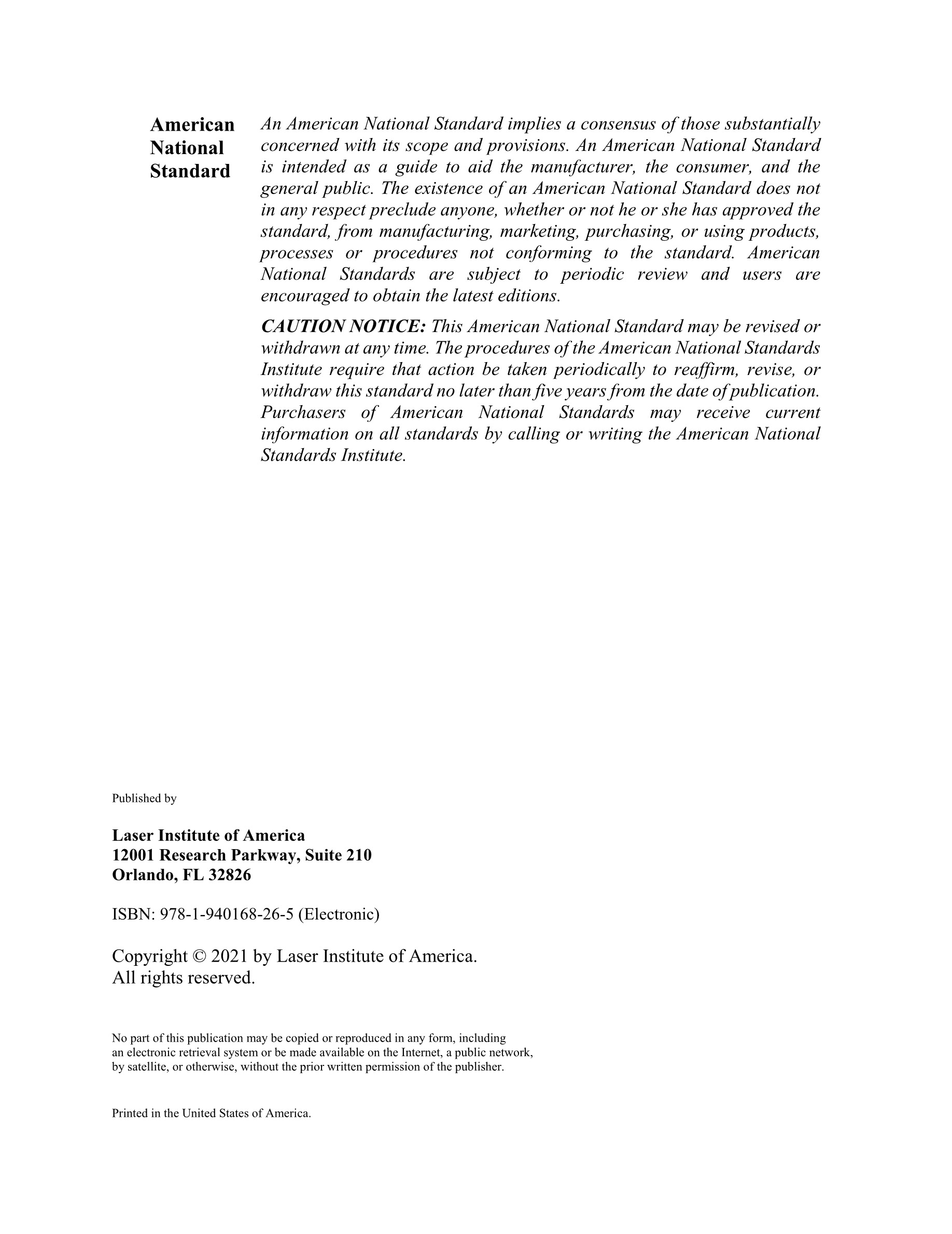 Cover preview — LIA Z136.4-2021 American National Standard Recommended Practice for Laser Safety Measurements for Classification and Hazard Evaluation — Page 3