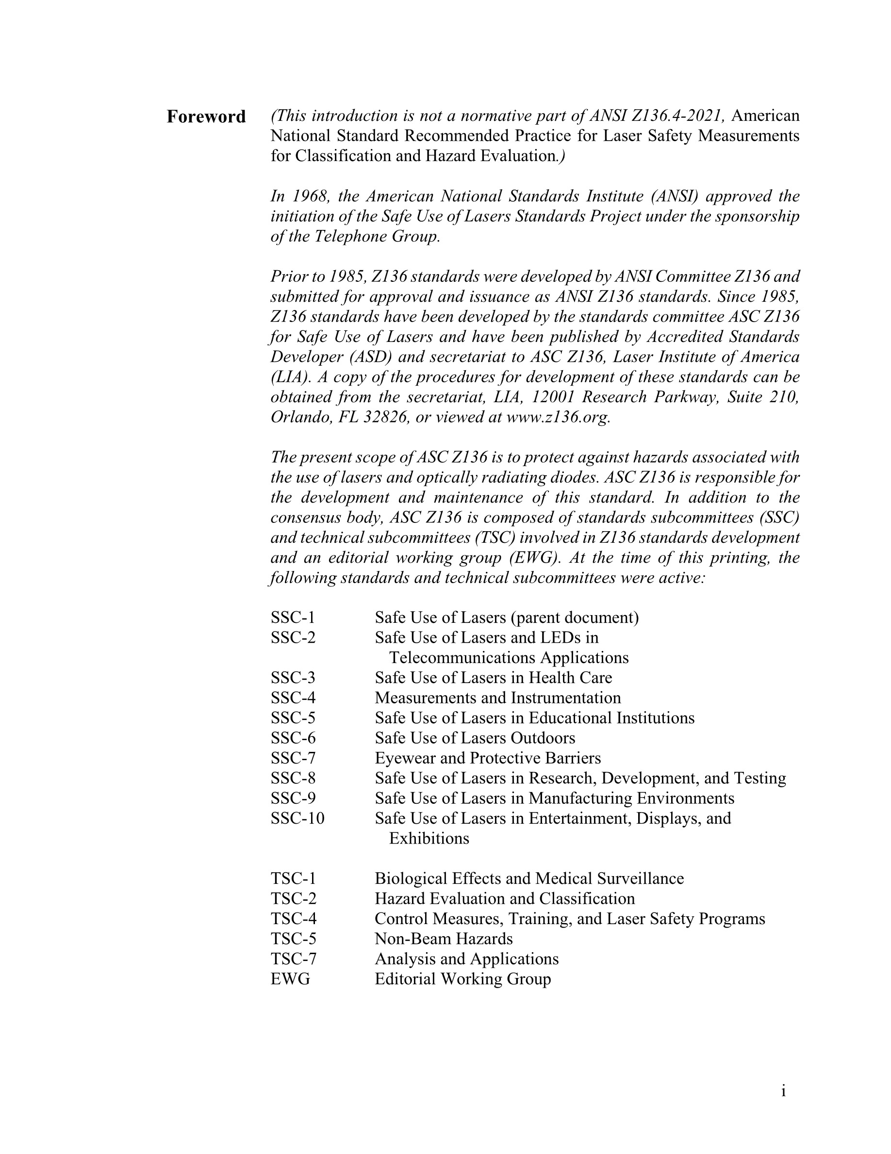 Cover preview — LIA Z136.4-2021 American National Standard Recommended Practice for Laser Safety Measurements for Classification and Hazard Evaluation — Page 4