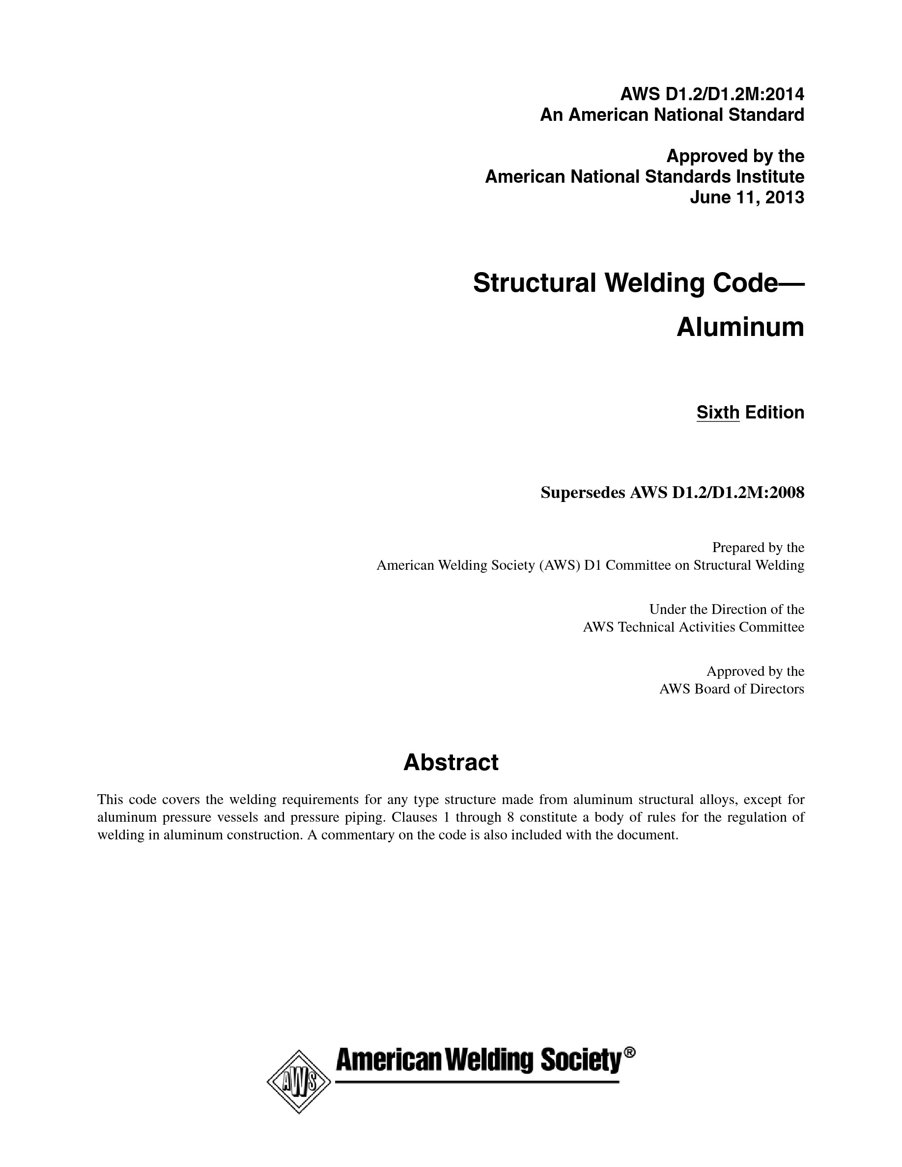 Cover preview — AWS D1.2/D1.2M Structural Welding Code-Aluminum - 6th Edition — Page 2