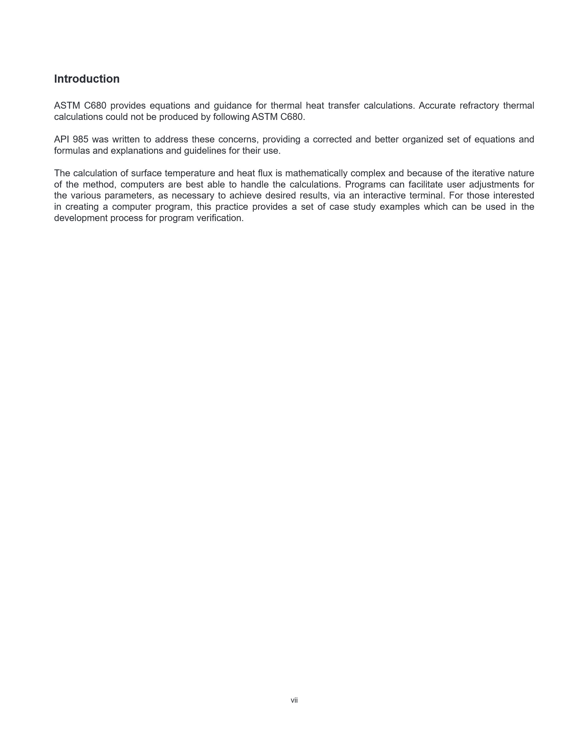 Cover preview — API RP 985 Estimate of the Heat Gain or Loss and the Surface Temperatures of Flat, Cylindrical, and Spherical Refractory Lining Systems, First Edition — Page 7