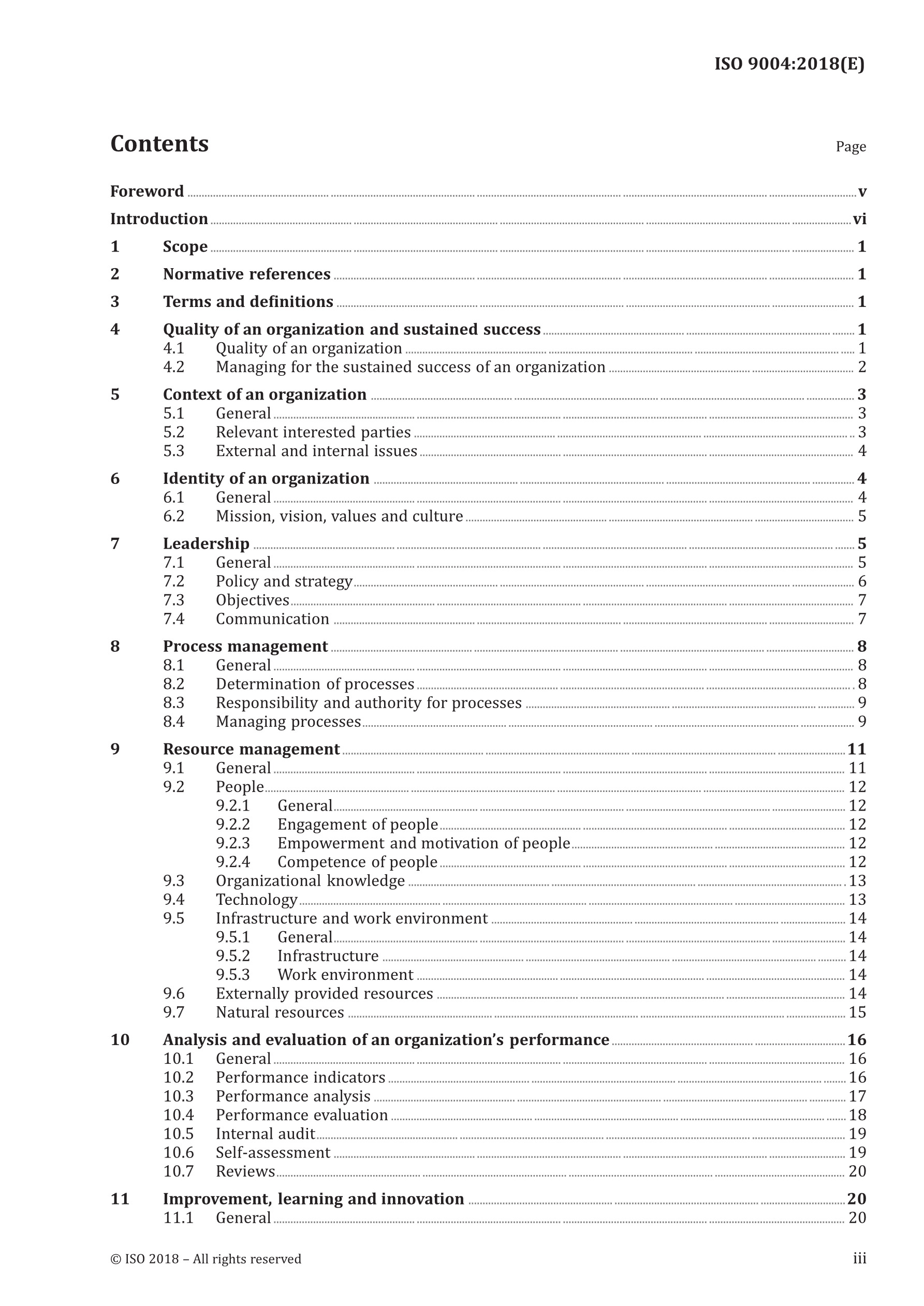 Cover preview — ISO 9004:2018 Quality Management — Quality of an Organization — Guidance to Achieve Sustained Success — Page 3