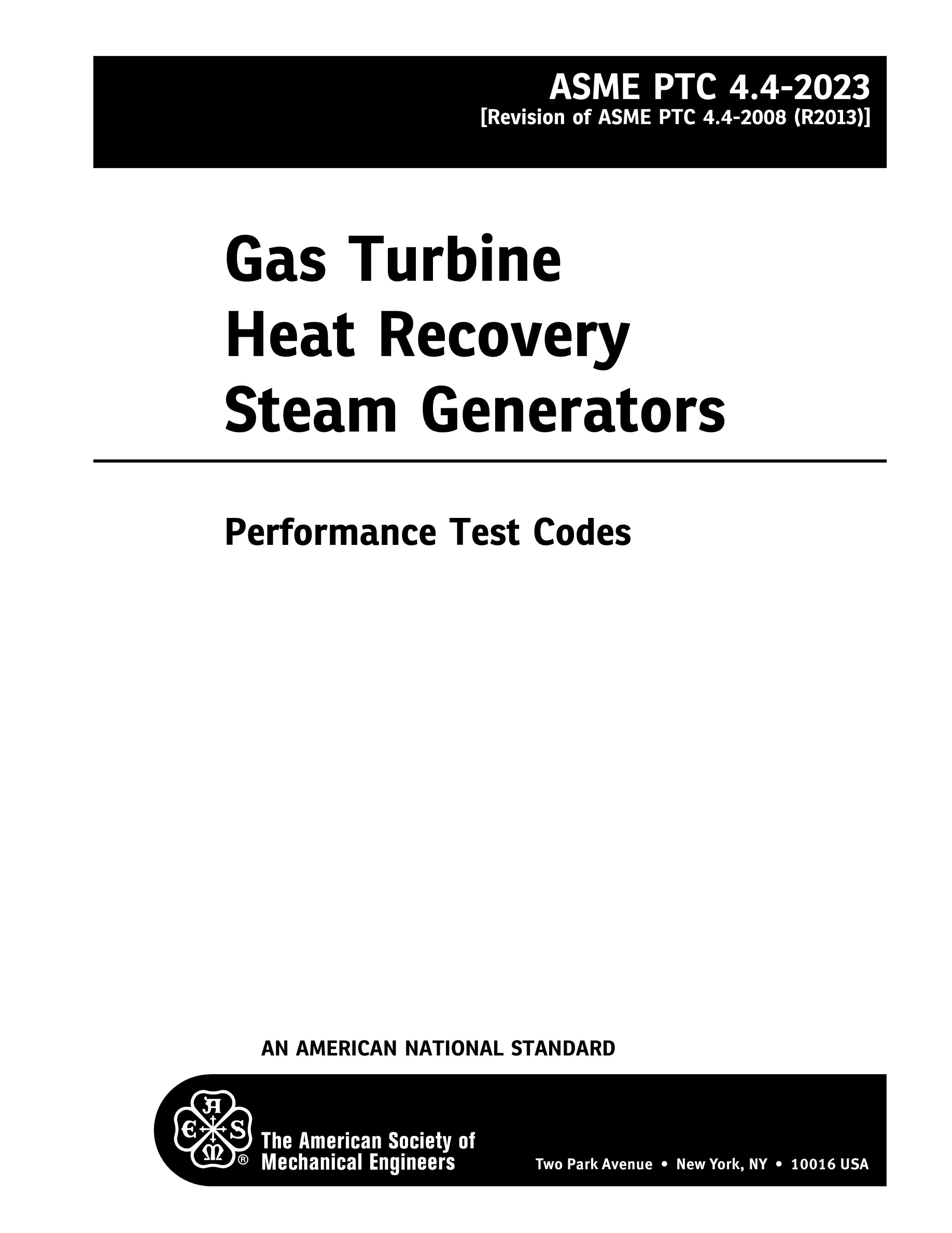 Cover preview — ASME PTC 4-2023 Gas Turbine Heat Recovery Steam Generators — Page 2