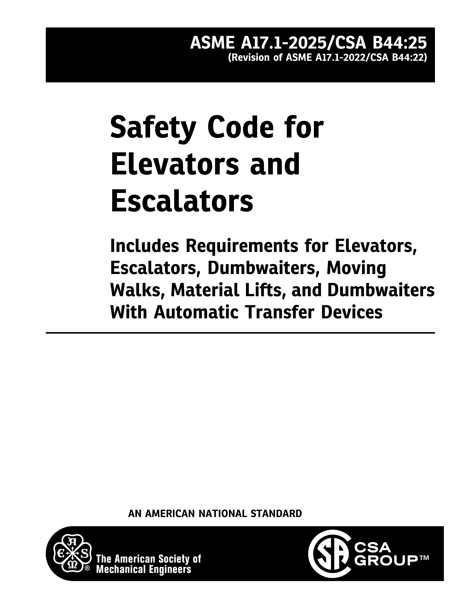 Cover preview — ASME A17.1-2025/CSA B44:25 Safety Code for Elevators and Escalators — Page 2