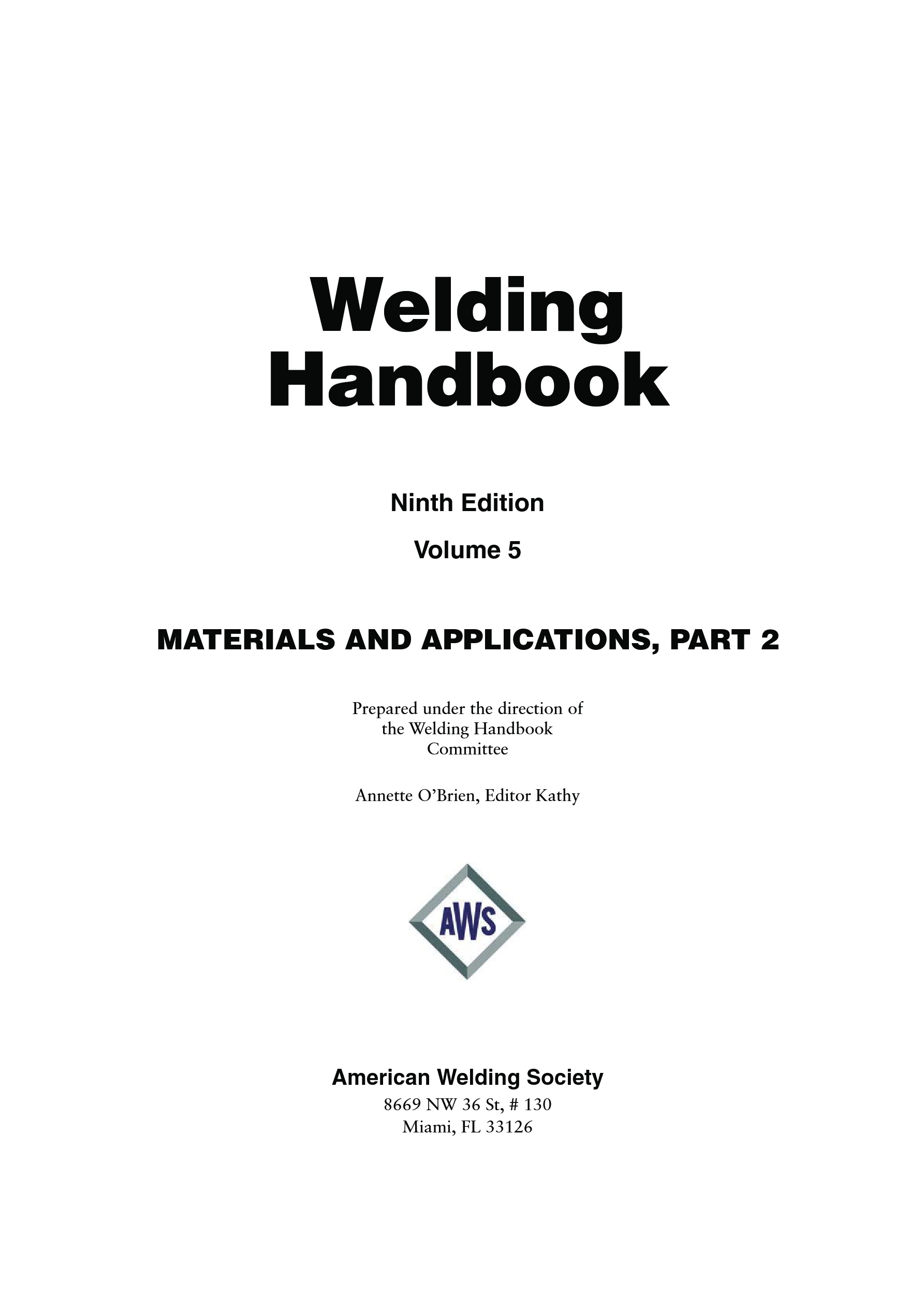 Cover preview — AWS WHB-5.9 Welding Handbook Volume 5 – Materials and Applications, Part 2 — Page 3