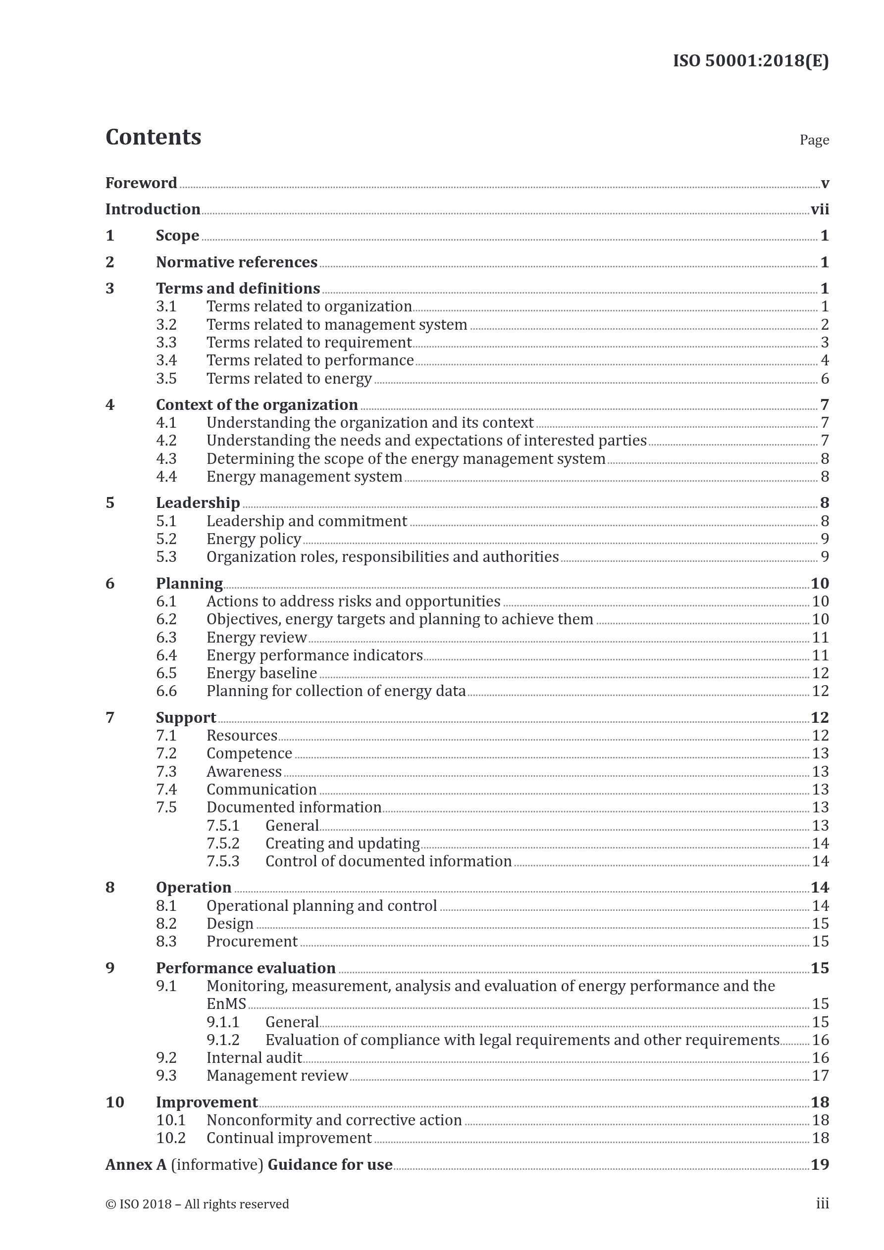 Cover preview — ISO 50001:2018 Energy management systems — Requirements with guidance for use — Page 3