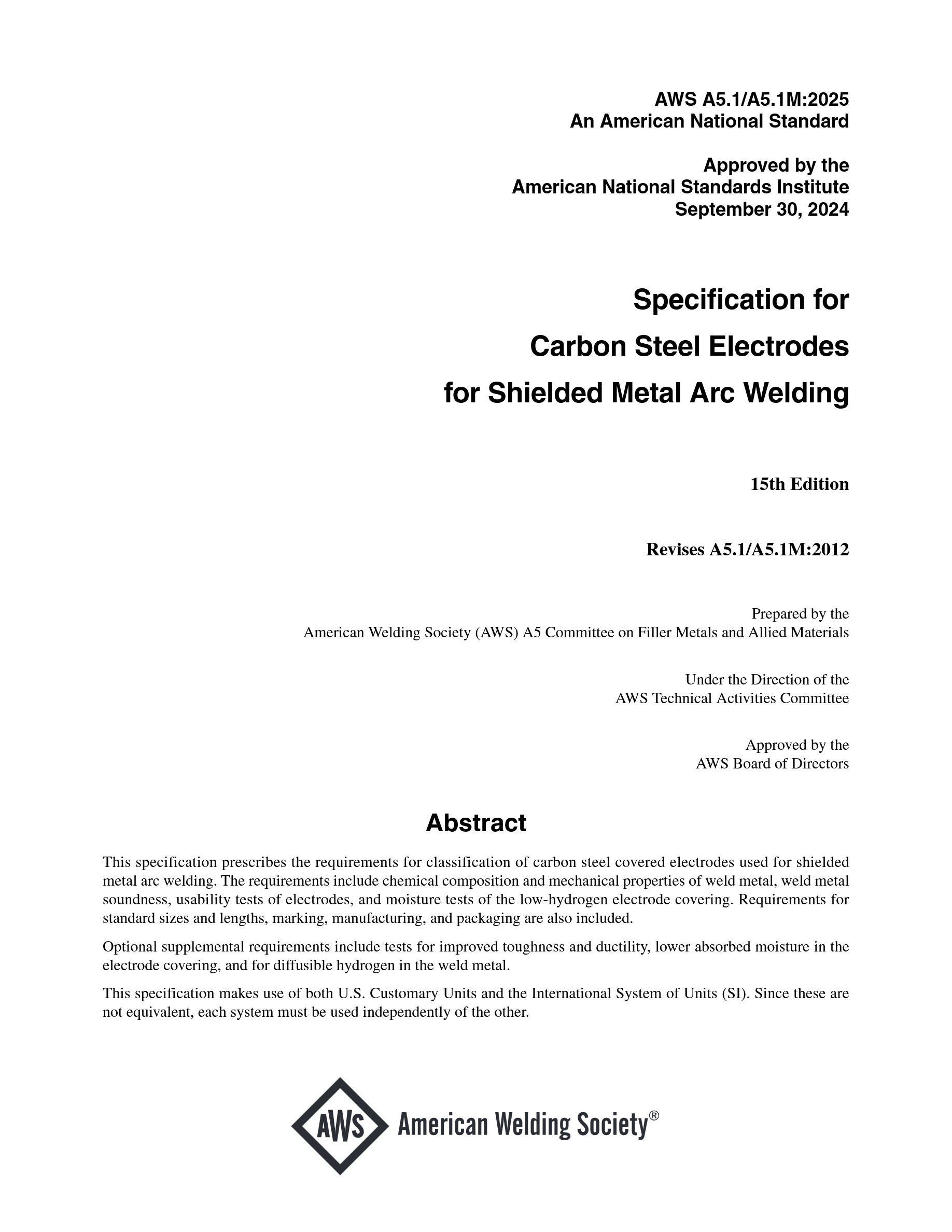 Cover preview — AWS A5.1/A5.1M Specification for Carbon Steel Electrodes for Shielded Metal Arc Welding — Page 2