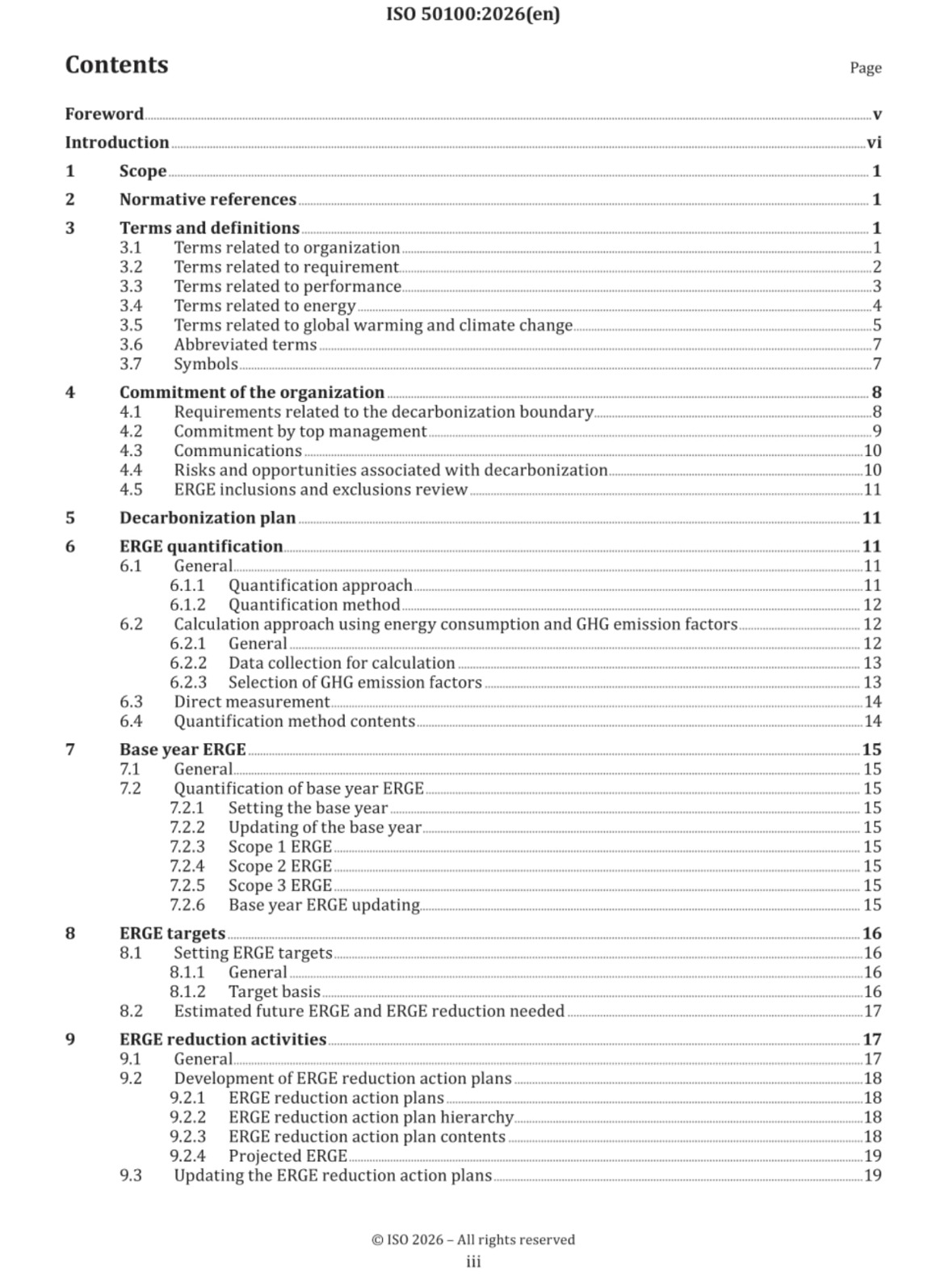 Cover preview — ISO 50100:2026 Energy management systems and energy savings — Decarbonization — Requirements with guidance for use — Page 3
