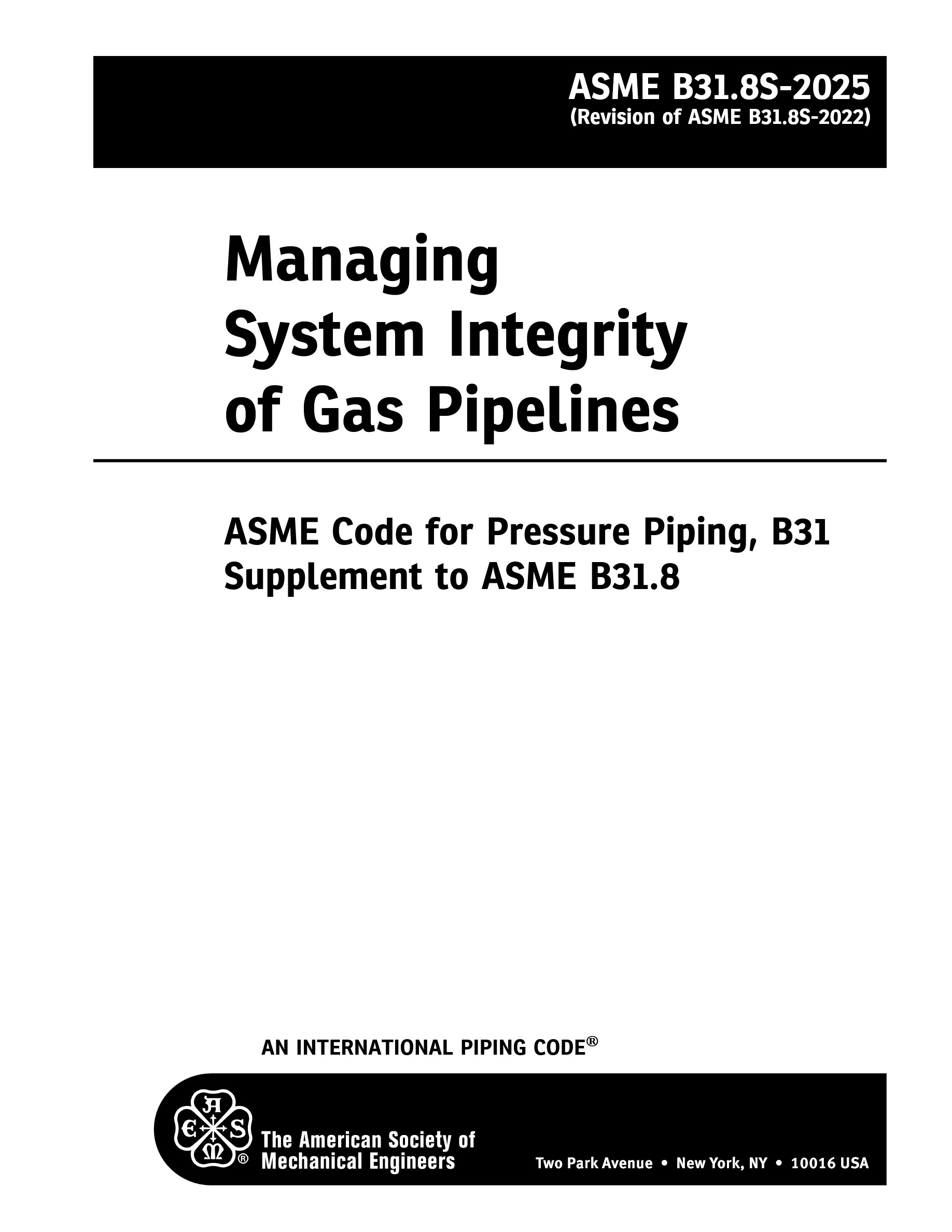 Cover preview — ASME B31.8S-2025 Managing System Integrity of Gas Pipelines — Page 2