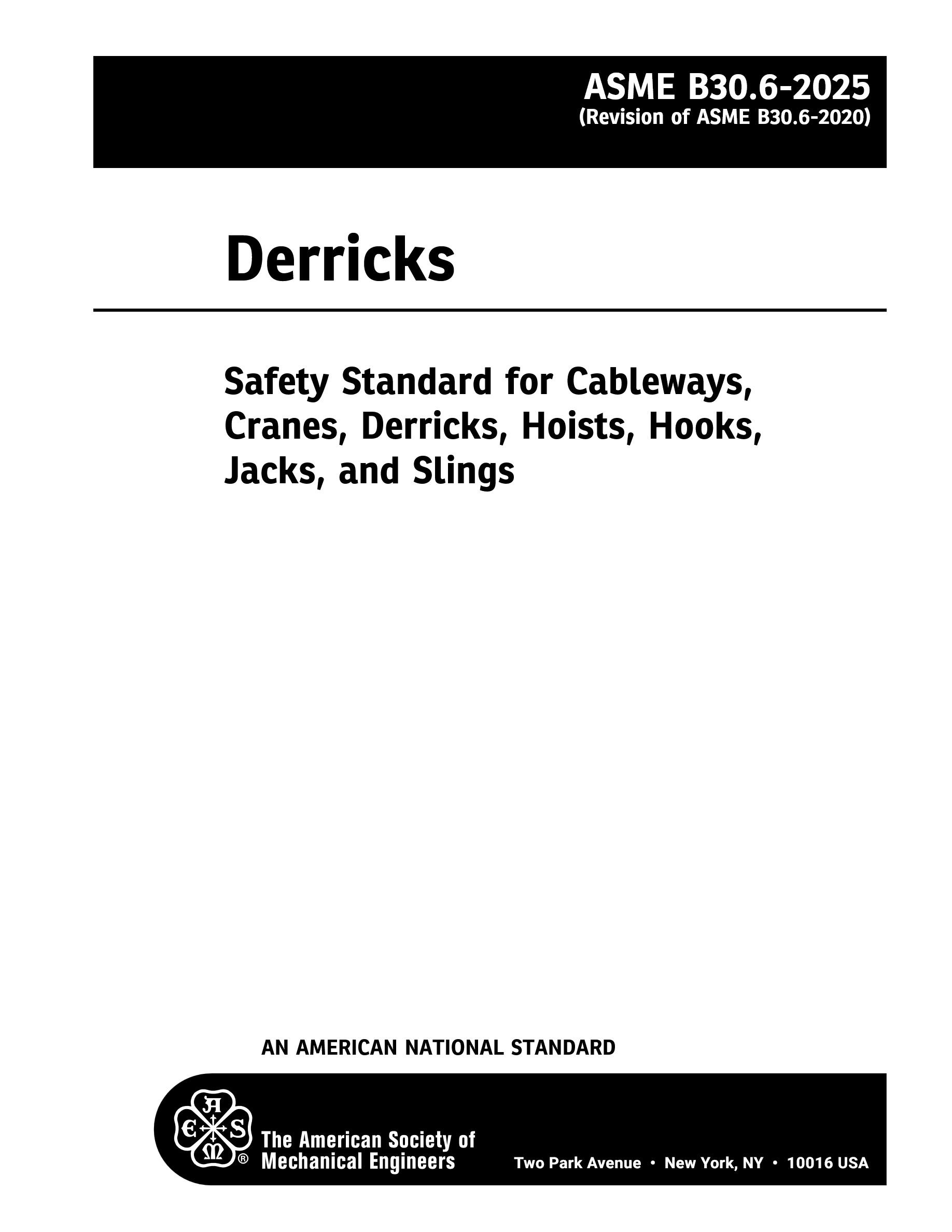 Cover preview — ASME B30.6-2025 Derricks: Safety Standard for Cableways, Cranes, Derricks, Hoists, Hooks, Jacks, and Slings — Page 2
