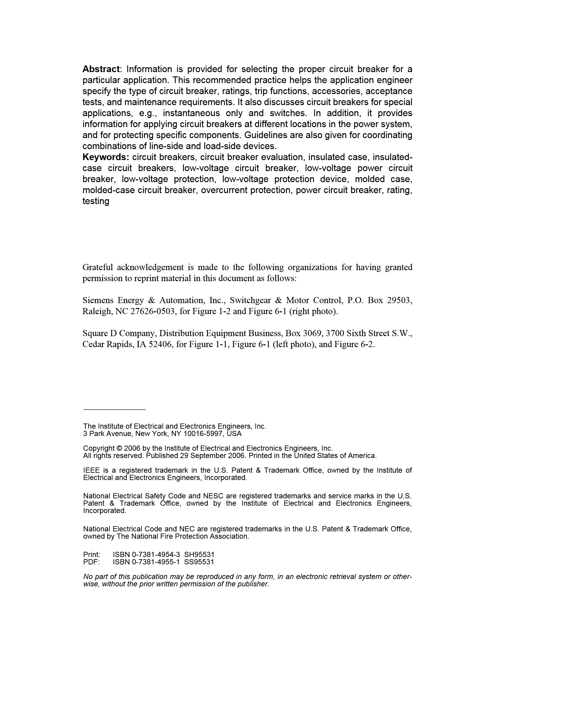 Cover preview — IEEE 1015-2006 Recommended Practice for Applying Low-Voltage Circuit Breakers Used in Industrial and Commercial Power Systems (BLUE BOOK) — Page 4