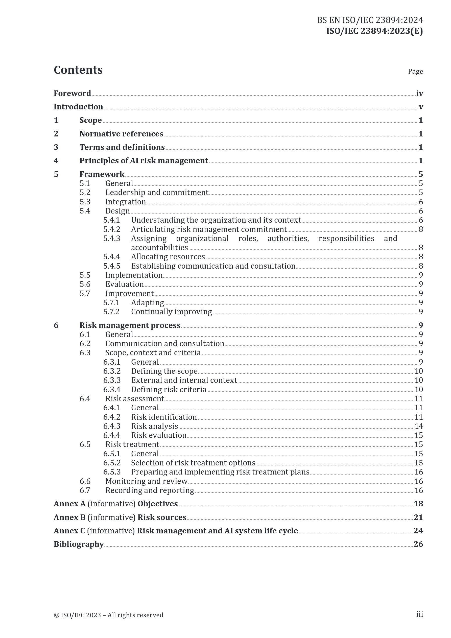 Cover preview — BS EN ISO/IEC 23894:2024 Information Technology — Artificial Intelligence — Guidance on Risk Management — Page 5