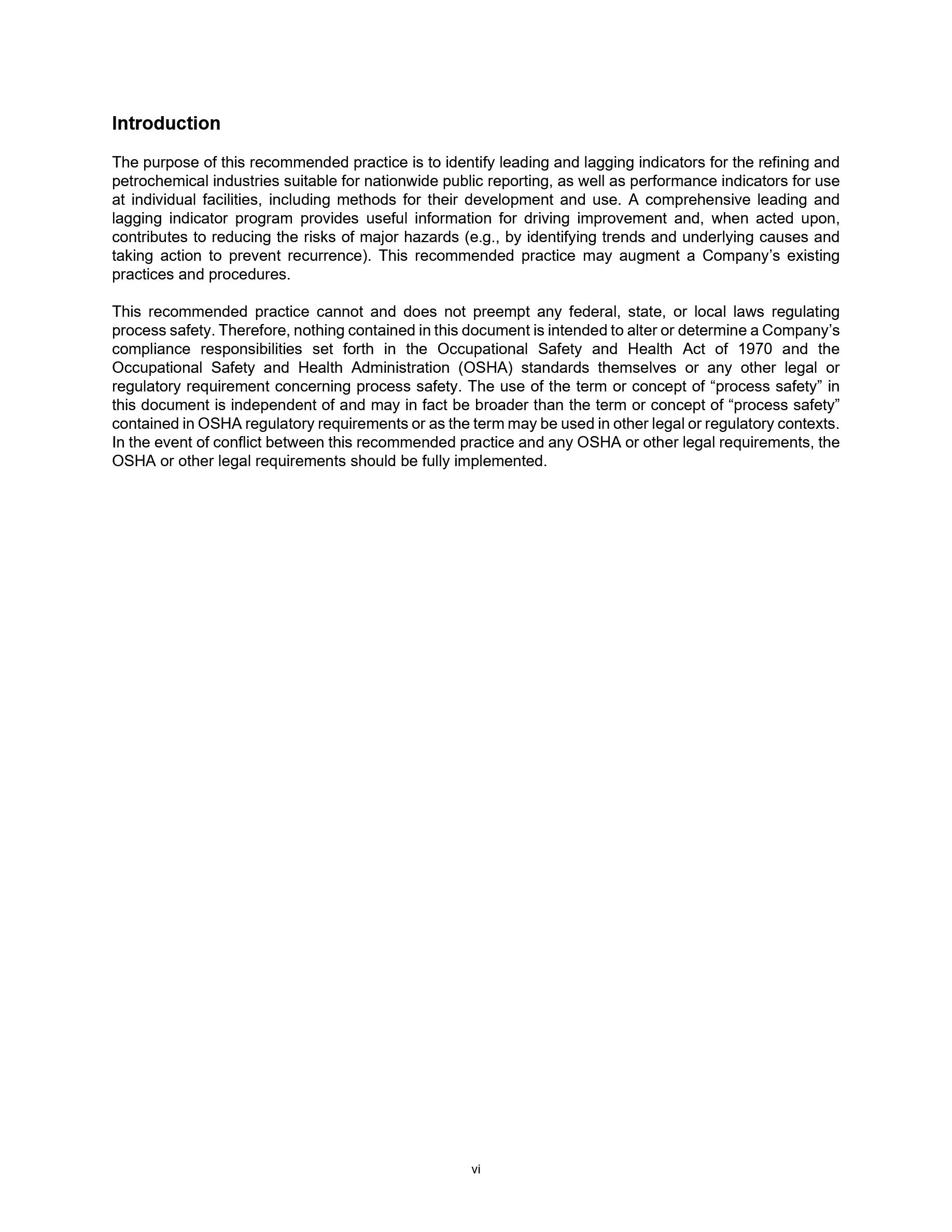 Cover preview — API RP 754 Process Safety Performance Indicators for the Refining and Petrochemical Industries, Fourth Edition — Page 6