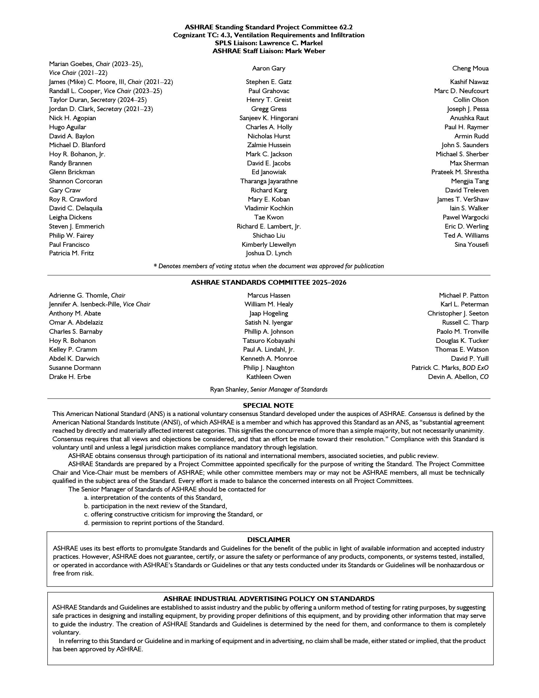 Cover preview — ANSI/ASHRAE Standard 62.2-2025 — Ventilation and Acceptable Indoor Air Quality in Residential Buildings — Page 2
