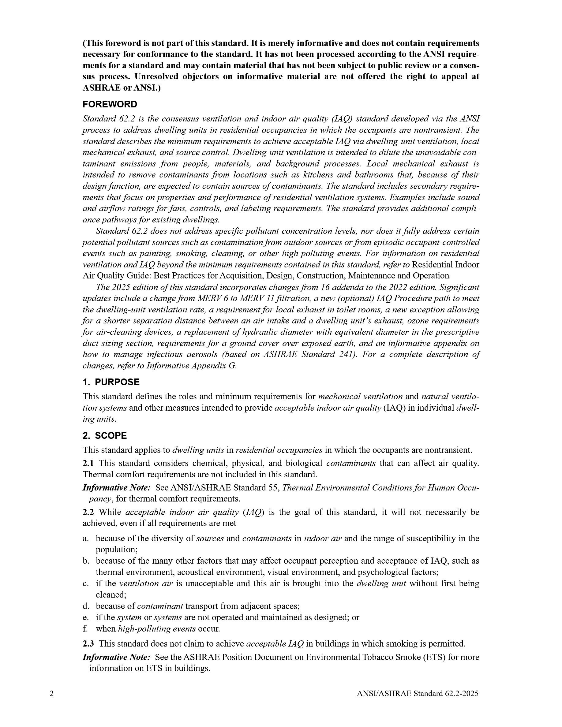 Cover preview — ANSI/ASHRAE Standard 62.2-2025 — Ventilation and Acceptable Indoor Air Quality in Residential Buildings — Page 4