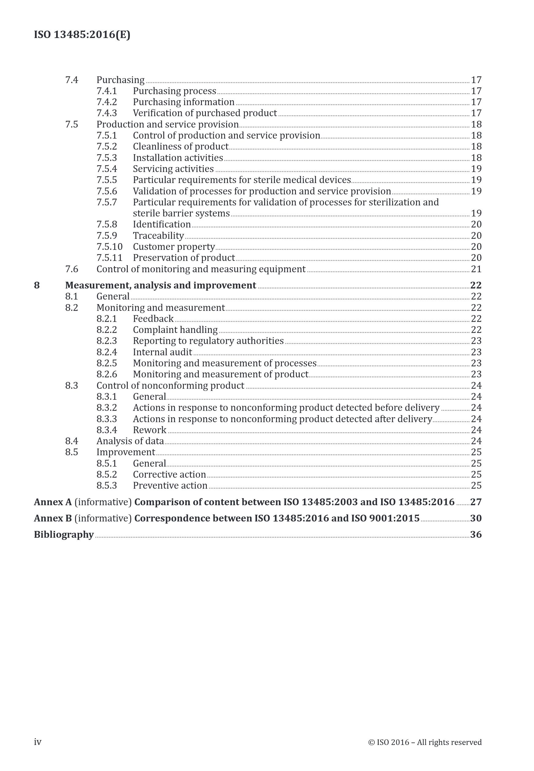 Cover preview — ISO 13485:2016 Medical devices — Quality management systems — Requirements for regulatory purposes — Page 4