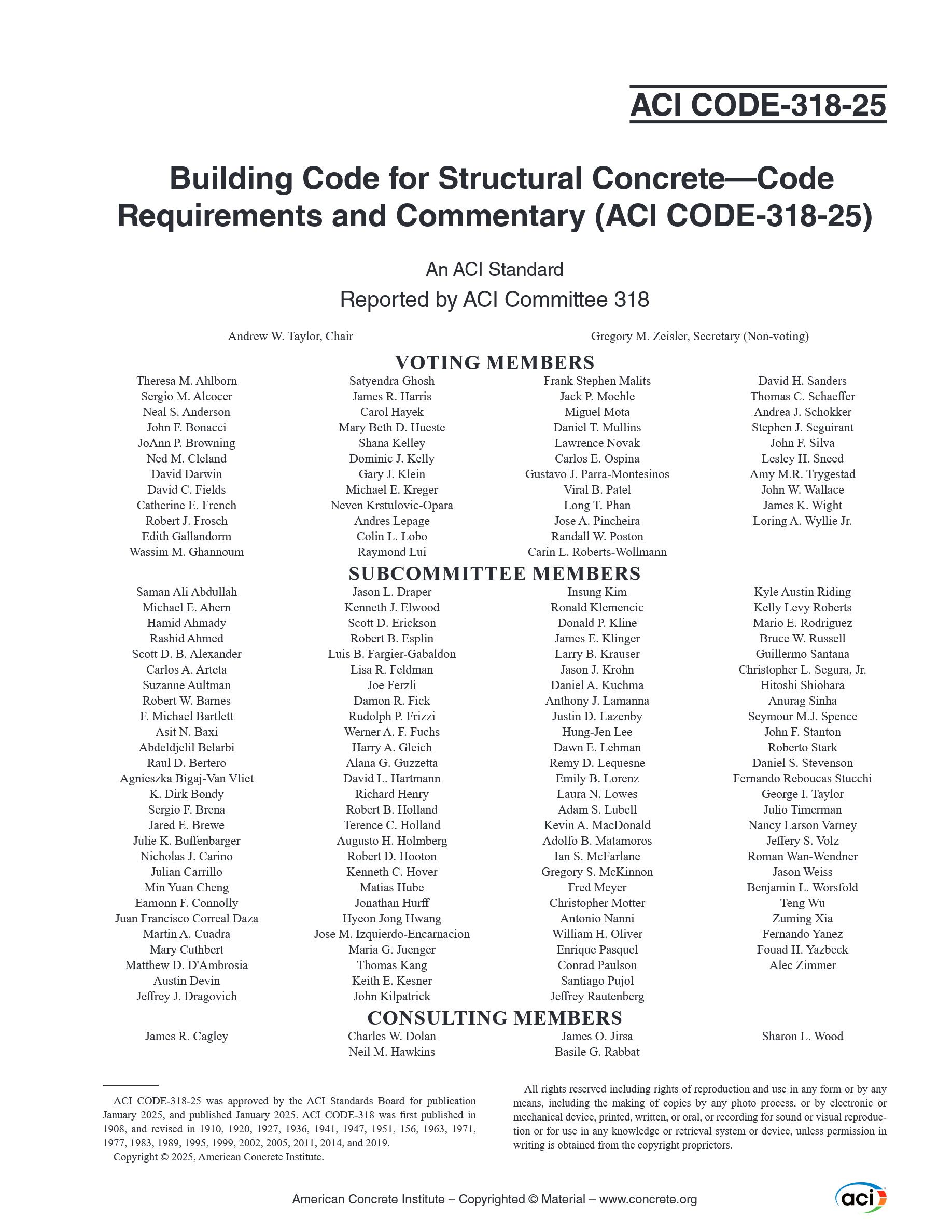 Cover preview — ACI CODE-318-25 Building Code for Structural Concrete — Code Requirements and Commentary — Page 2