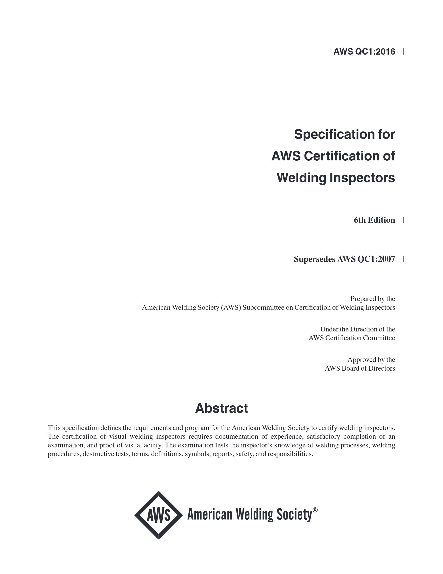Cover preview — AWS QC1 Standard for AWS Certification of Welding Inspectors — Page 2