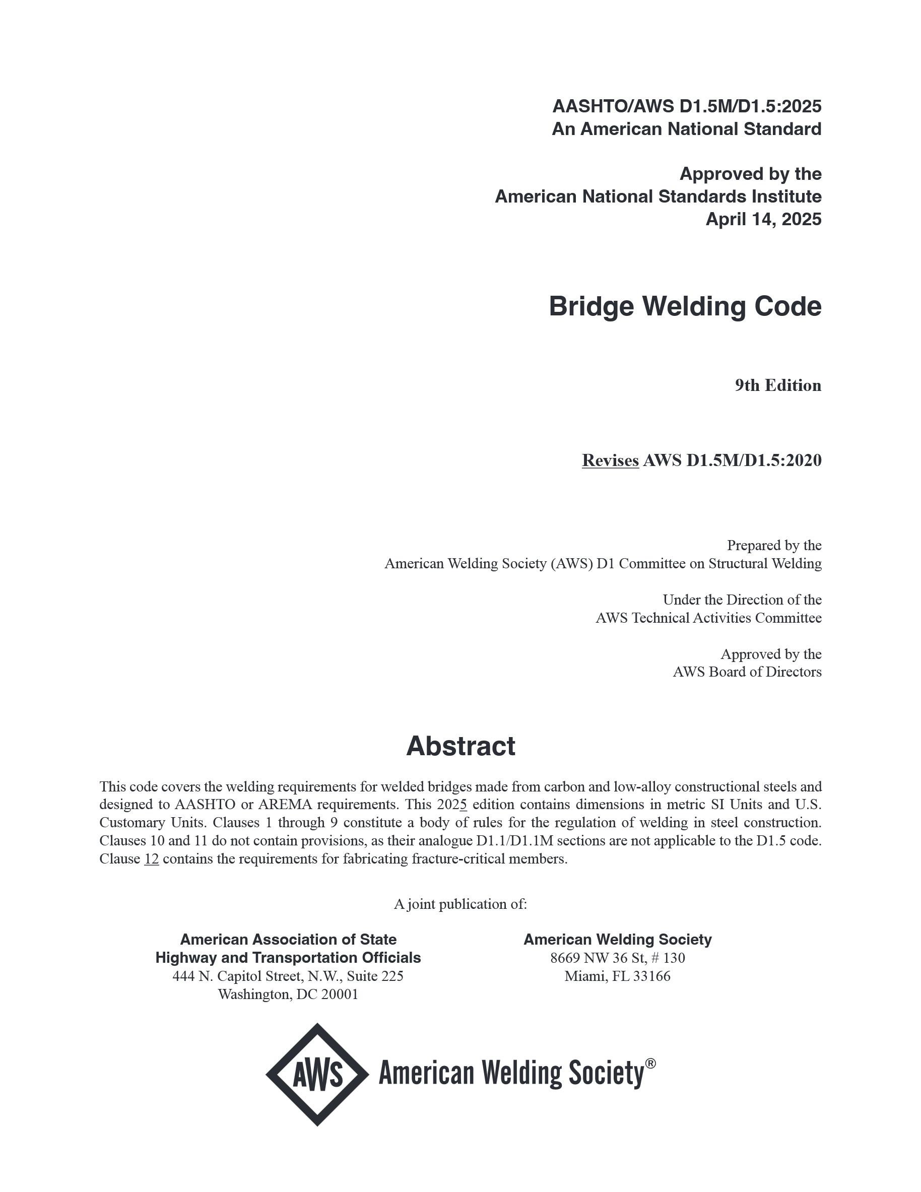 Cover preview — AWS D1.5M/D1.5 Bridge Welding Code - 9th Edition — Page 2