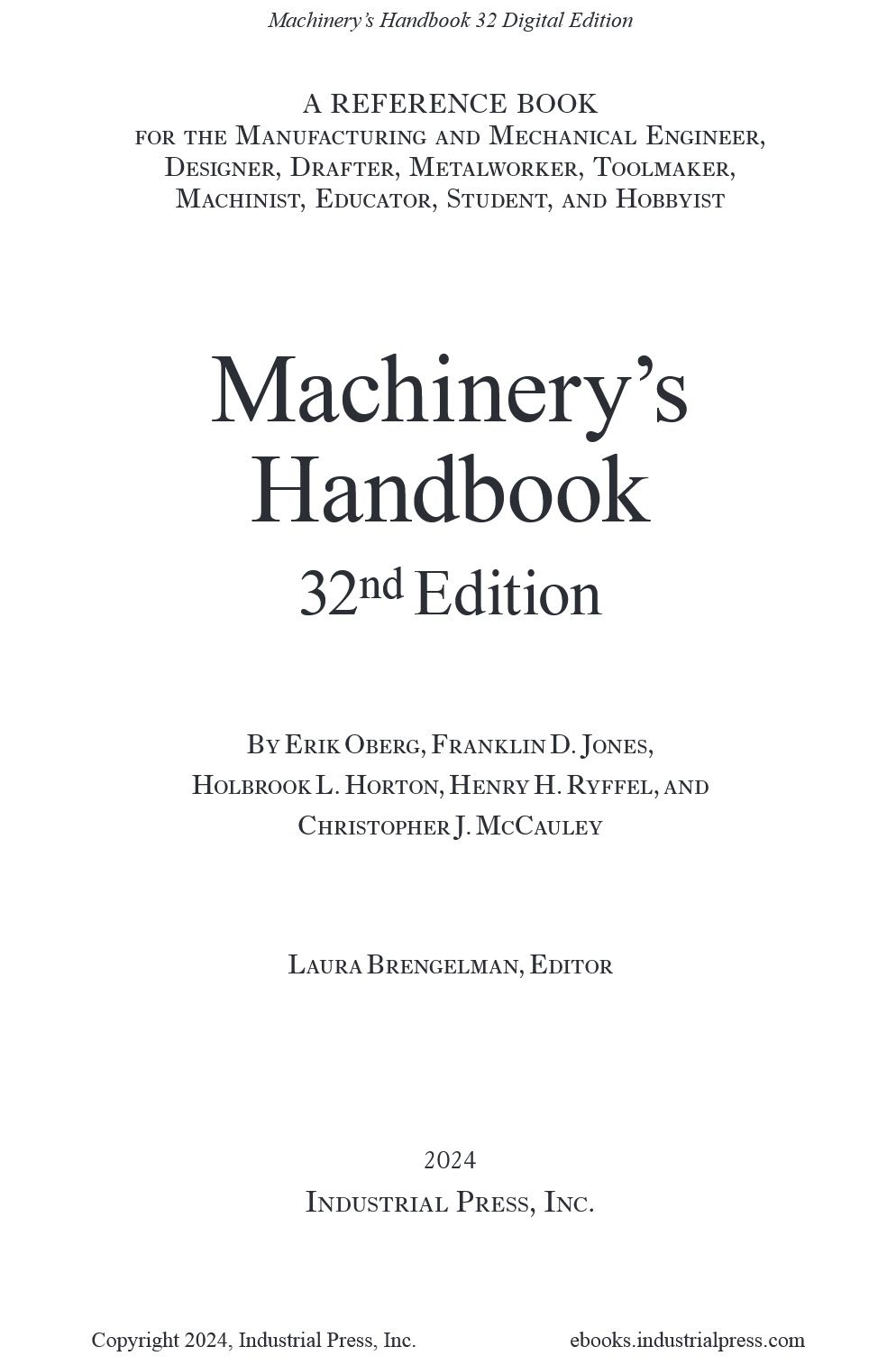 Cover preview — Machinery’s Handbook Toolbox, 32nd Edition  — Page 3